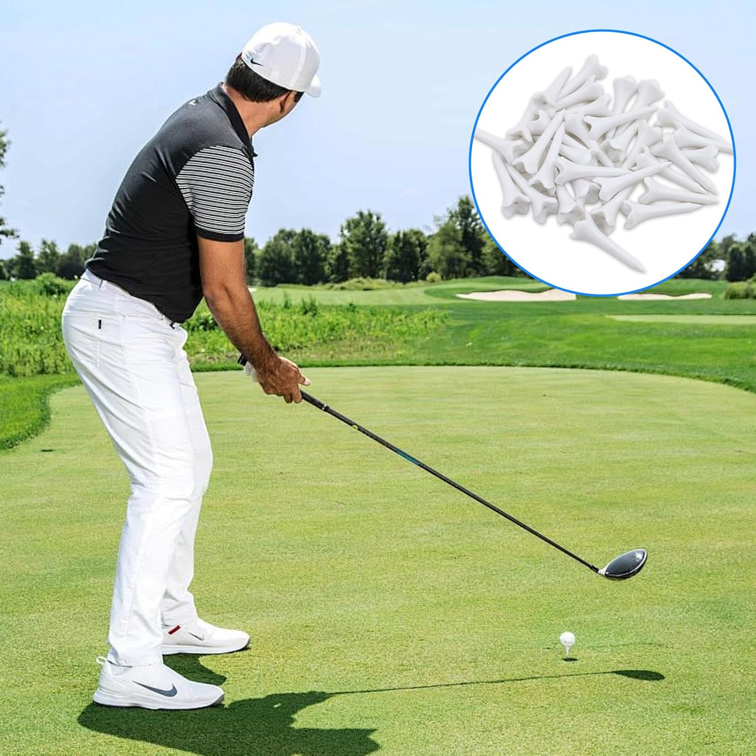 30PCS Plastic Golf Tees - 1-1/2‘’ Short Golf Tees - Enhanced Durability & Stability, Designed to Reduce Friction and Side Spin-4 Prongs Plastic Tees - Image 5