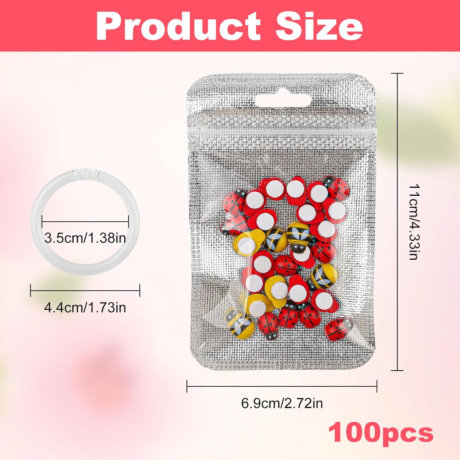 100PCS Diamond Painting Beads Storage Bags – 4.3'' x 2.7'' Small Reusable Ziplock Jewerly Bags Pouches for DIY Diamond Art, Gem & Bead,Samples,Small Items,Craft Supplies Storage Accessories - Image 2