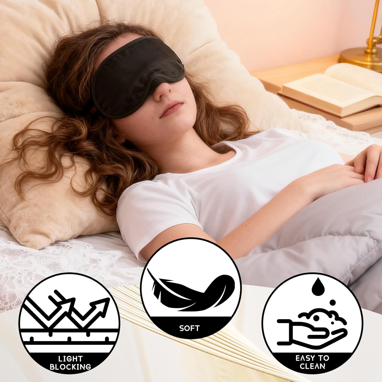 8-Pack Blindfold Sleep Mask for Party Games Travel Sleep Team Build Party Supply - Eye Covers for Sleeping with Adjustable Strap - Sleeping Masks for Women Men, Black - Image 1