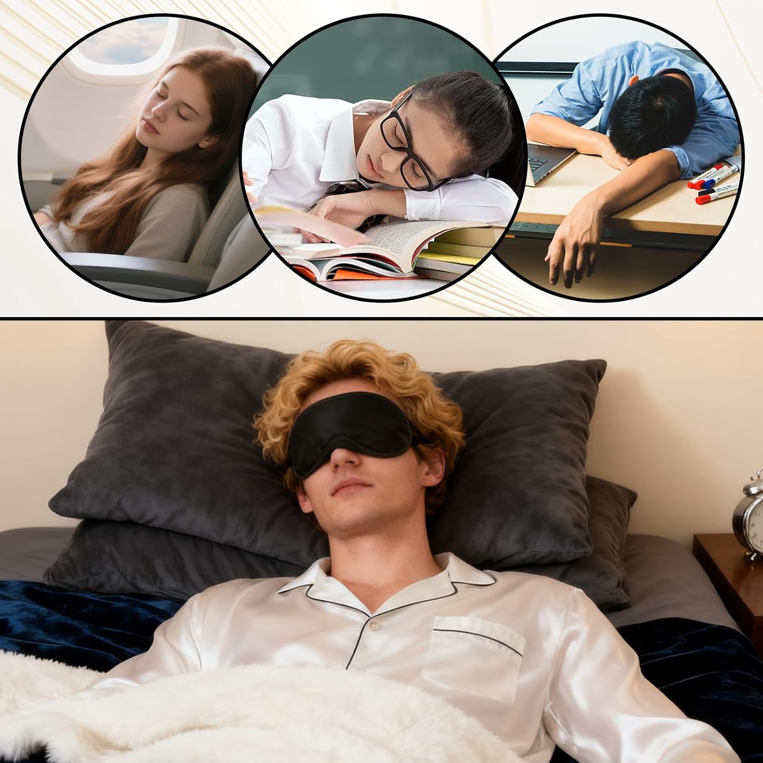 8-Pack Blindfold Sleep Mask for Party Games Travel Sleep Team Build Party Supply - Eye Covers for Sleeping with Adjustable Strap - Sleeping Masks for Women Men, Black - Image 3