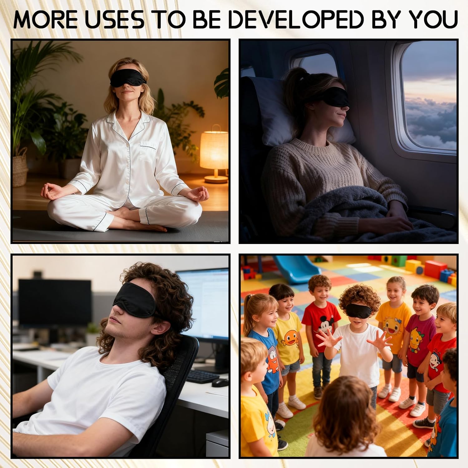 8-Pack Blindfold Sleep Mask for Party Games Travel Sleep Team Build Party Supply - Eye Covers for Sleeping with Adjustable Strap - Sleeping Masks for Women Men, Black - Image 5