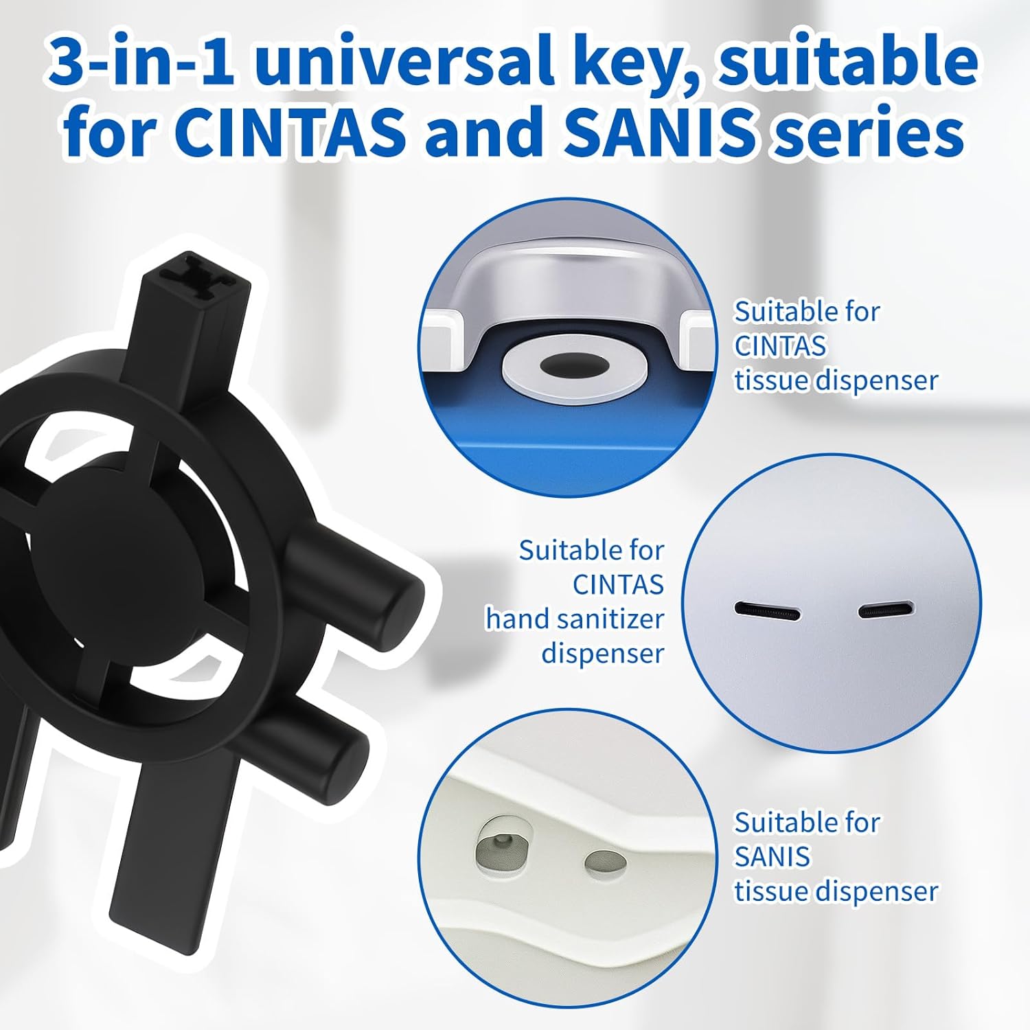 8pcs Dispenser Key Replacement for Cintas Sanis, 3-in-1 Toilet Paper Towel Holder Key Soap Dispensing for Home Office School Maintenance Commercial Business - Image 2