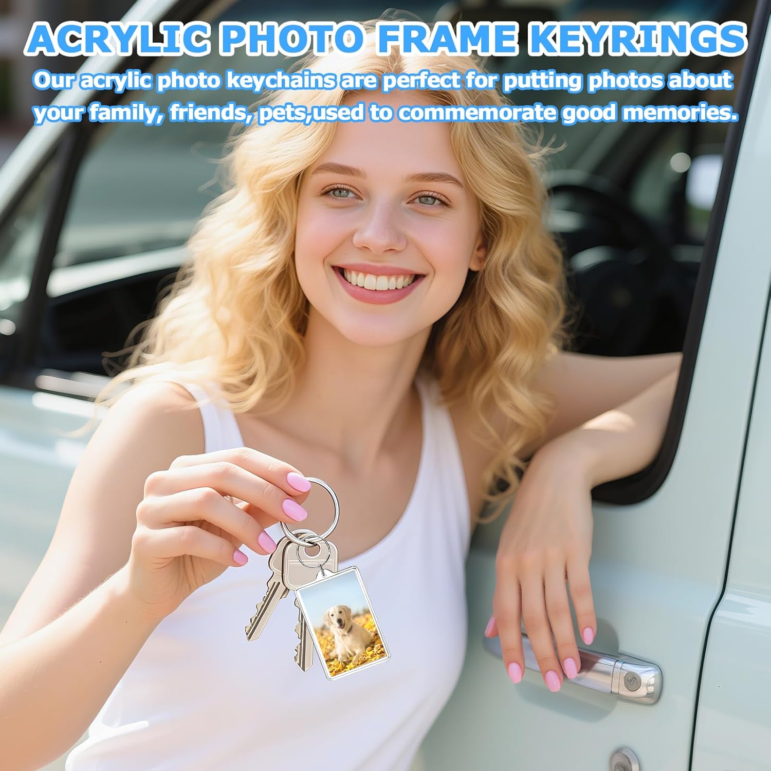 6-Pack Photo Keychain -2.75''x 1.97'' Acrylic Clear Keyrings Picture Frame Keychains - Double Sided Blank Photo Key Fob Holder with Split Ring for DIY Personalised Photo Gift - Image 4