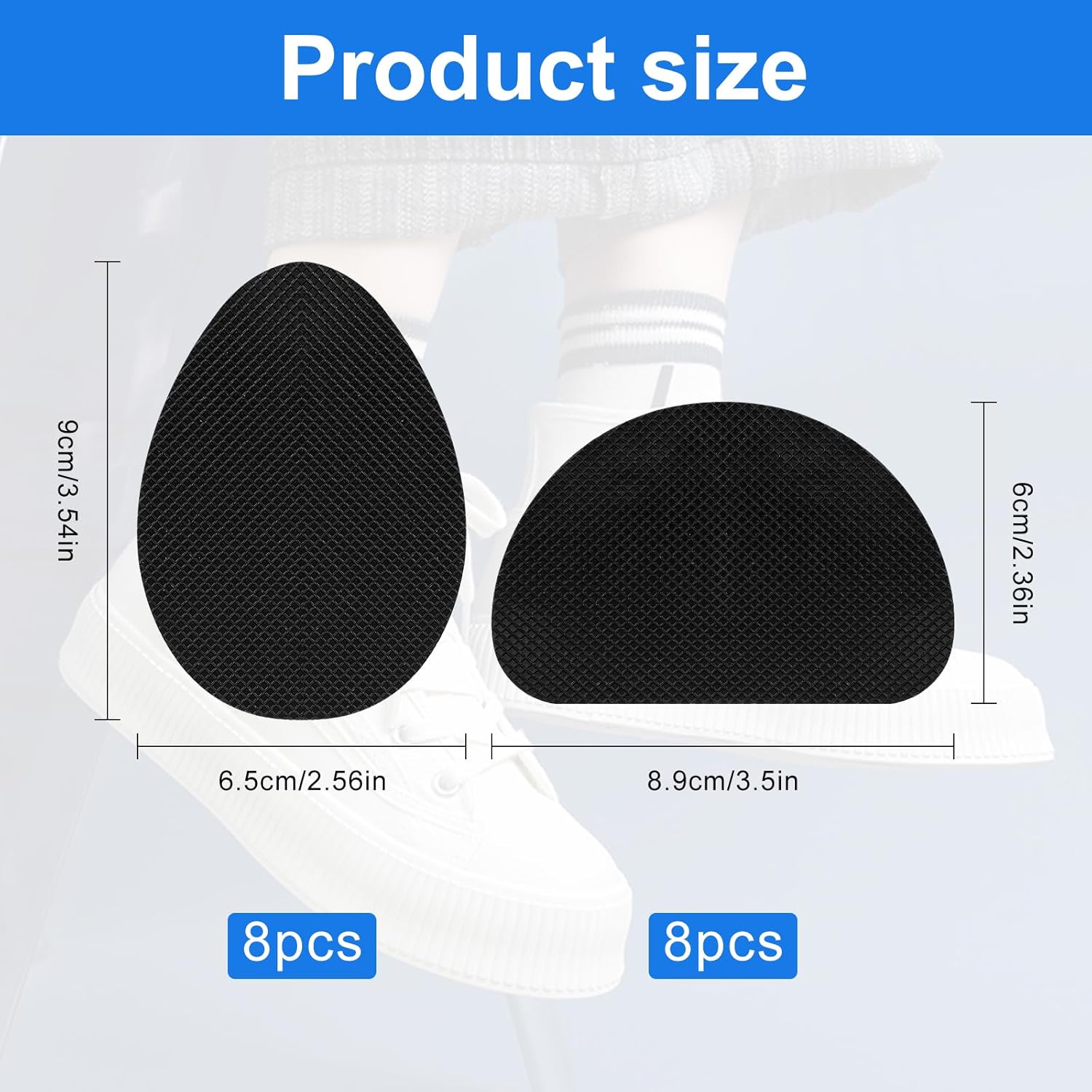 16 PCS/8 Pairs Non-Slip Shoe Pads for Bottom of Shoes– Self-Adhesive Sole Protectors for High Heels & Flats – Anti-Skid Shoes Grips Stickers for Slippery Floors, Noise Reduction, Shoe Bottom Repair - Image 1