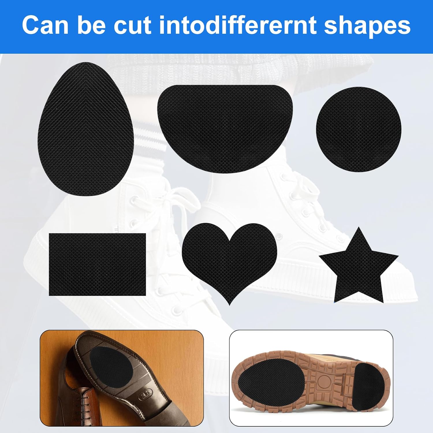 16 PCS/8 Pairs Non-Slip Shoe Pads for Bottom of Shoes– Self-Adhesive Sole Protectors for High Heels & Flats – Anti-Skid Shoes Grips Stickers for Slippery Floors, Noise Reduction, Shoe Bottom Repair - Image 3