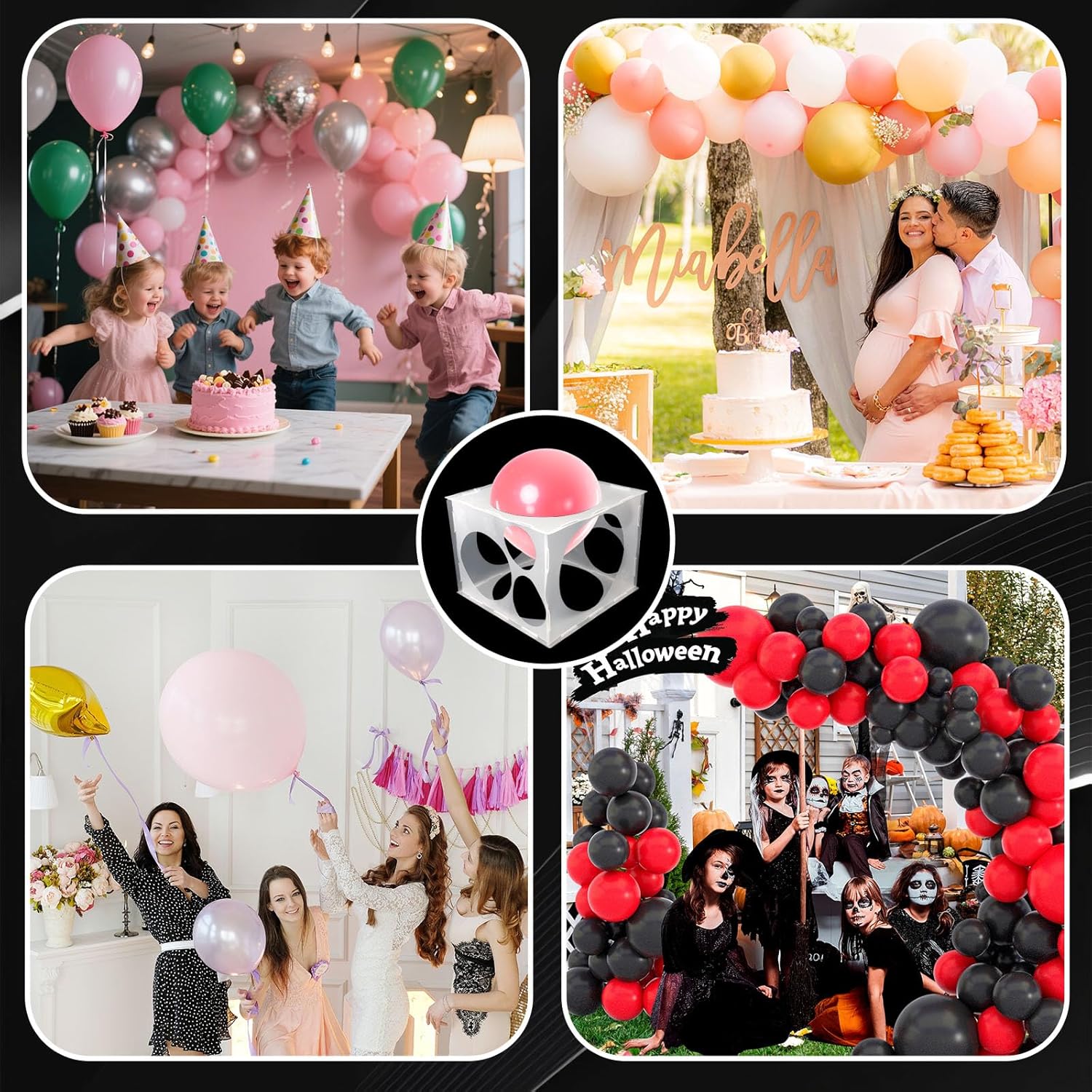 11 Holes Plastic Balloon Sizer Cube Box Collapsible 2-10 Inch Balloon Sizer Cube Boxs Size Measurement Tools for Balloons Decorations, Arches - Image 4