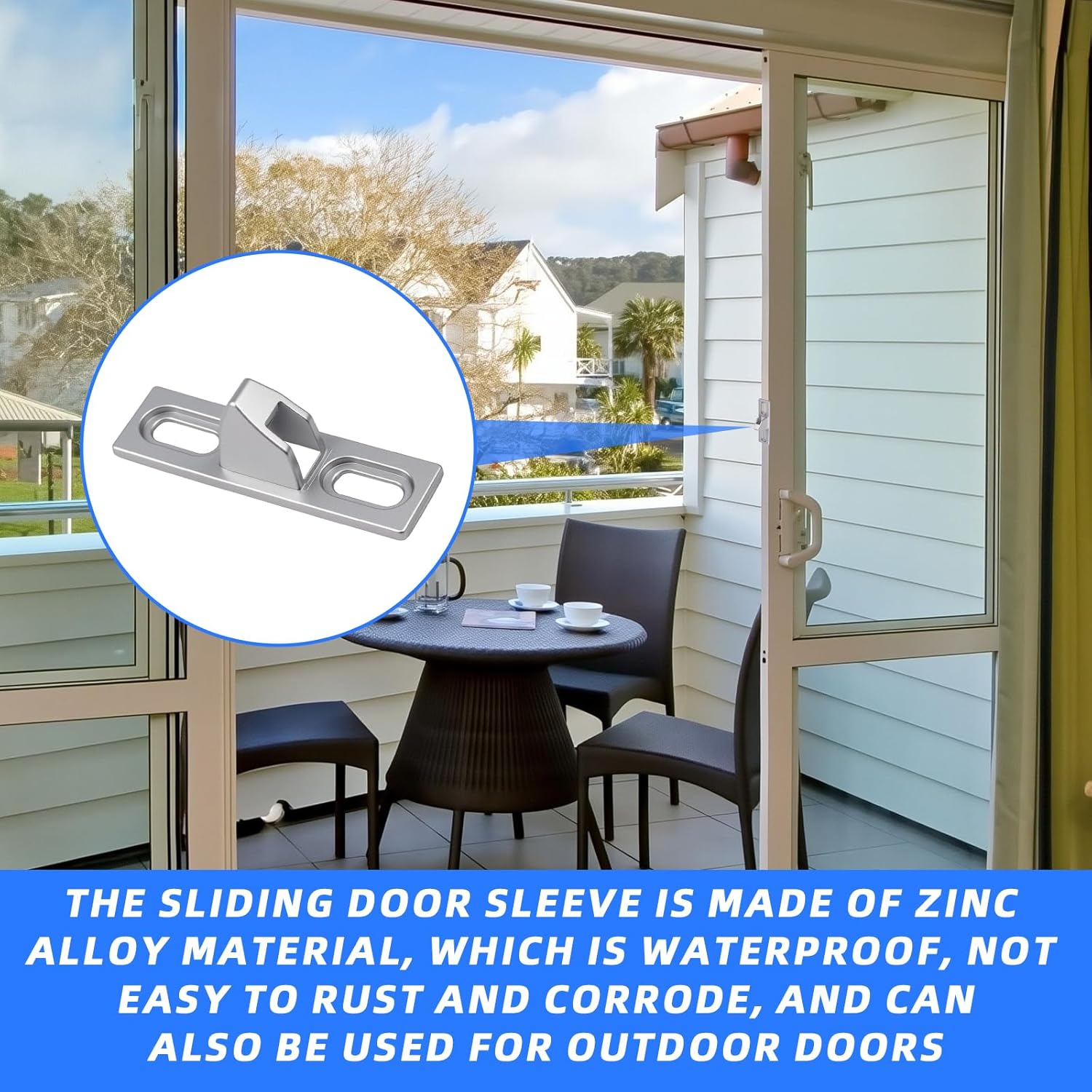 Sliding Door Keeper 1Set Chrome Plated Sliding Glass Lock with mounting Screws Slide Sliding Door Lock Latch Hardware Replacement for Various Sliding Patio Door - Image 3