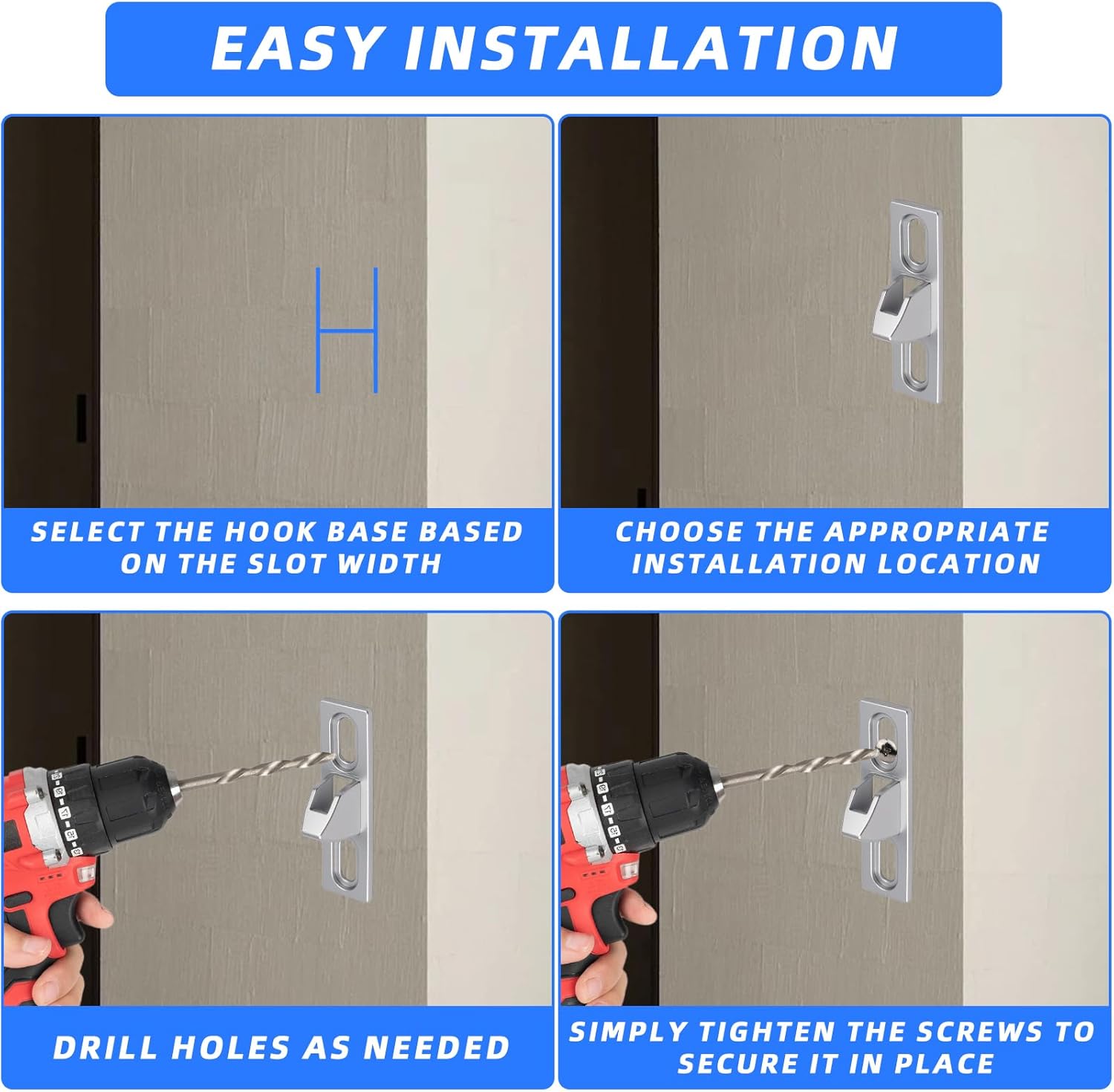 Sliding Door Keeper 1Set Chrome Plated Sliding Glass Lock with mounting Screws Slide Sliding Door Lock Latch Hardware Replacement for Various Sliding Patio Door - Image 4