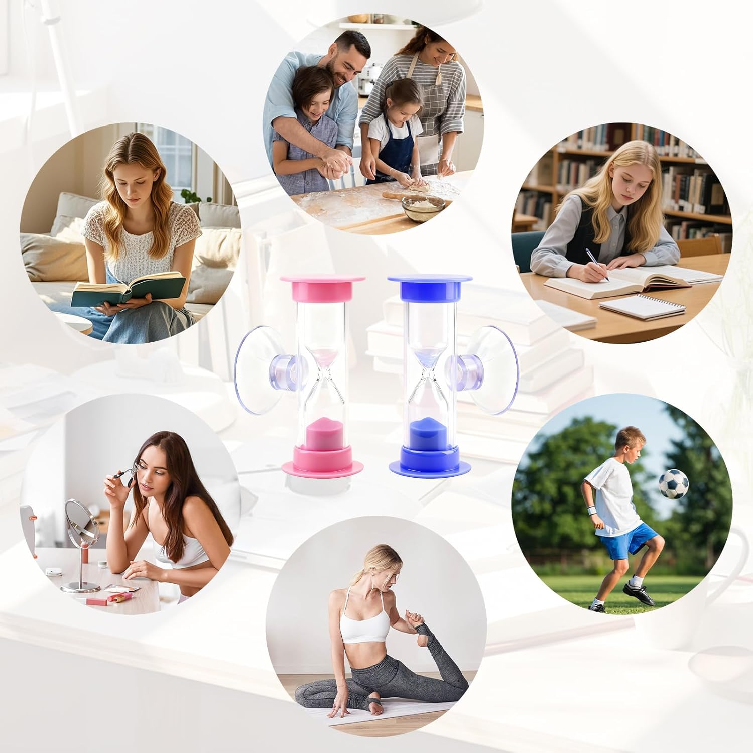 2-Pack 2 Minute Hourglass Sand Timer with Suction Cup - Unbreakable Sucker Sand Clock Timer 2 min -Plastic Mini Sand Watch -Reminde Kids Brushing Time - Image 3