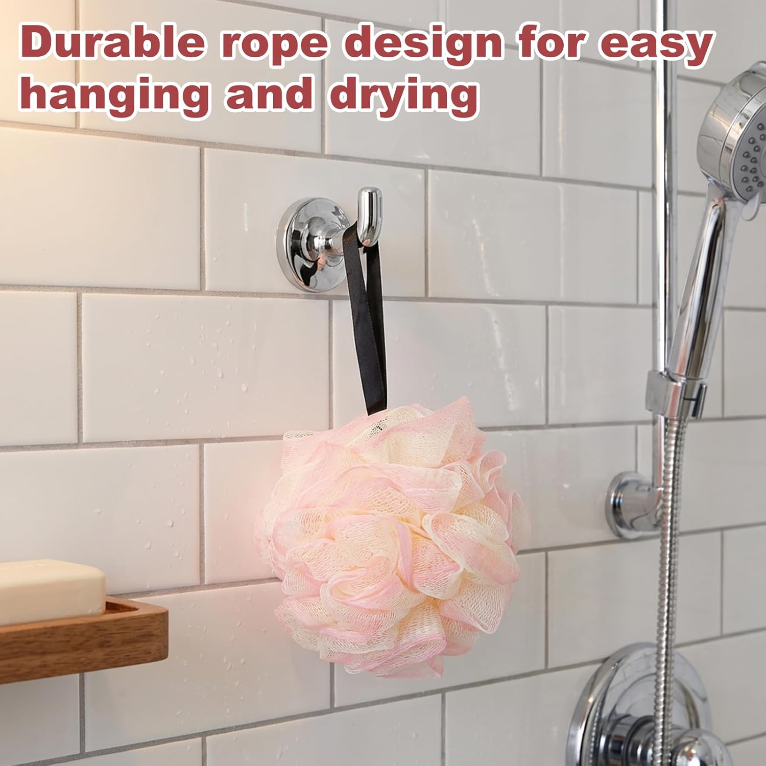 2 Pack Loofah Sponge Shower Loofahs - 2 Colors Bath Sponges Mesh Balls for Body Scrubber - Exfoliator Wash Back Scrubber Bathroom Men Women - Scrubbers Cleaning Bathing Accessories - Image 2