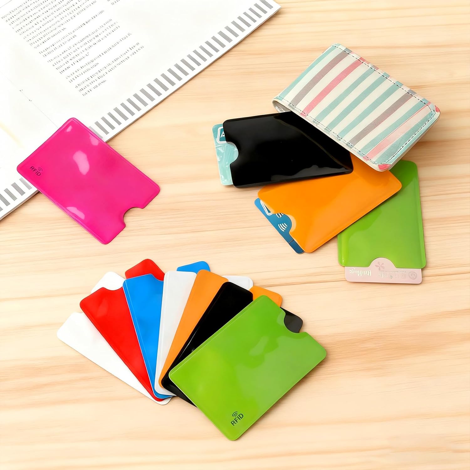 24-Pack Travel RFID Blocking Sleeves - 2.48'' x 3.58'' Multicolor Identity Theft Protection Secure Cred Card Protecor Holders - Waterproof aluminum Foil Slim Design easily into your Wallet - Image 5