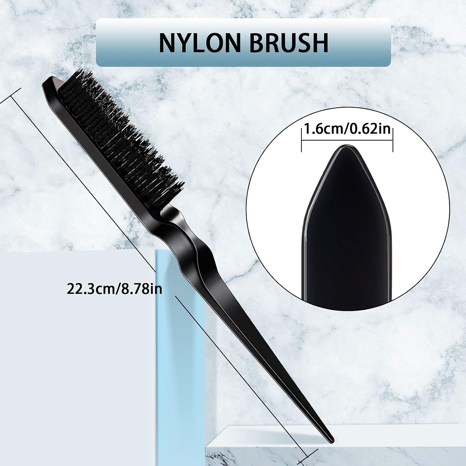 3 Pcs Slick Back Hair Brush Set Bristle Brush Edge Control Teasing Comb for Women Black Hair(Black) - Image 3