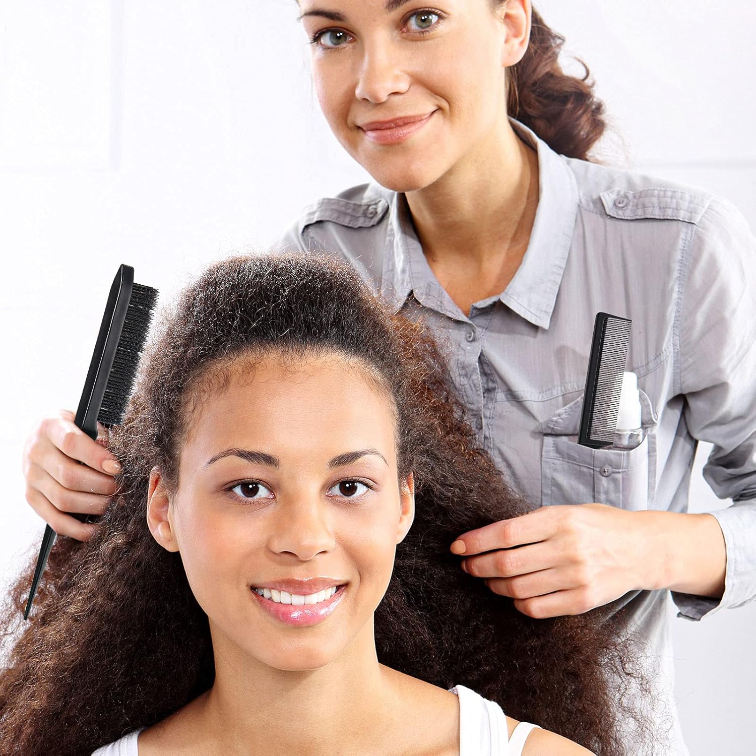 3 Pcs Slick Back Hair Brush Set Bristle Brush Edge Control Teasing Comb for Women Black Hair(Black) - Image 5