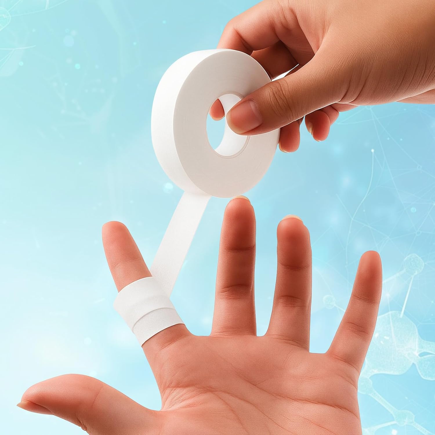 2-Roll Finger Tape - 0.6In x 32ft White Extra Strong Athletic Tape for Fingers, Hands,Feet,Toes - Sweat Resistant Protective Finger Tapes for Sports Climbing Football Volleyball & Basketball - Image 2