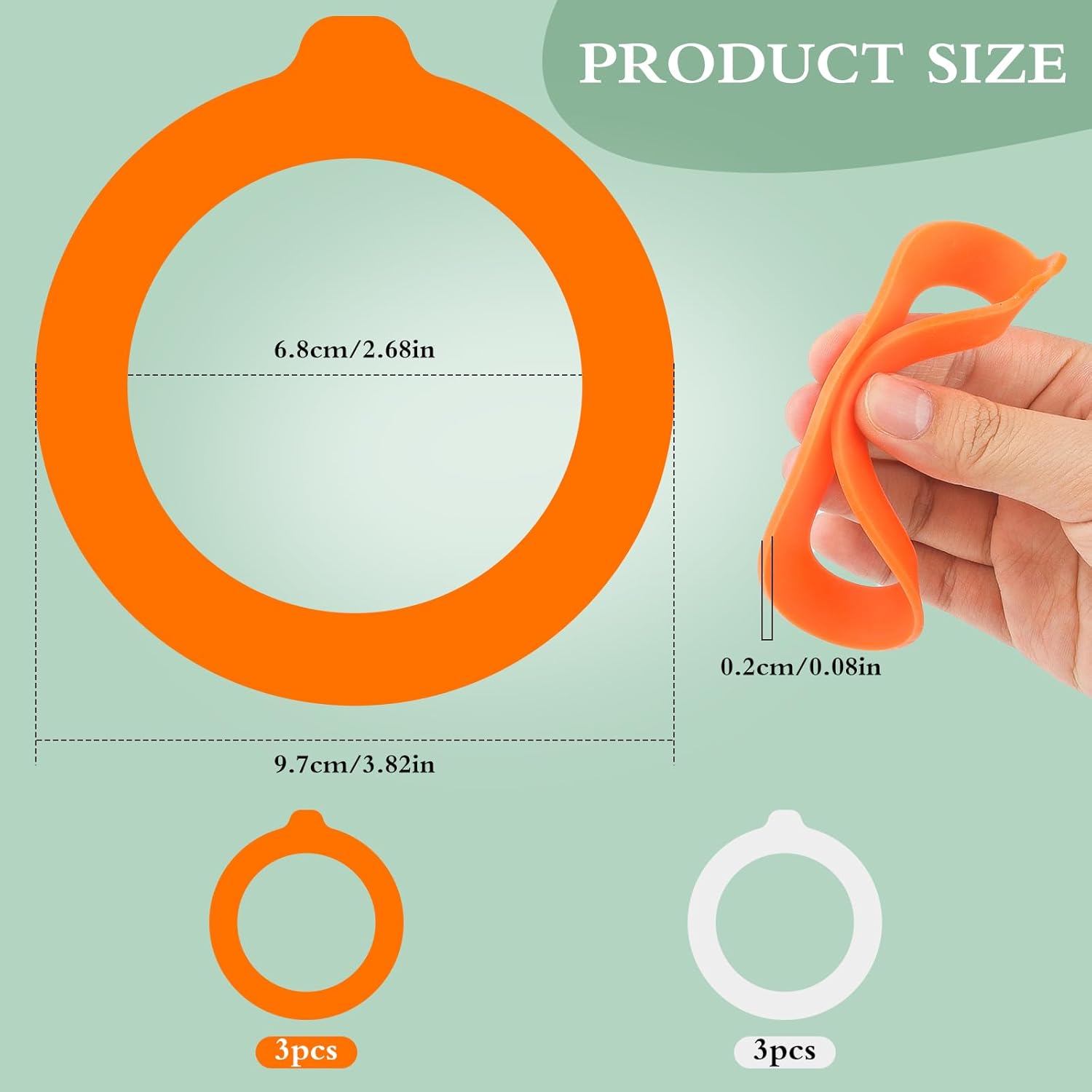 6PCS Silicone Jar Gaskets 3.75Inch Rubber Seals Rings for Glass Jars Airtight Gasket Sealing Rings for Regular Mouth Canning Jars,Leak Proof Rubber Jar Seals Fits Most Sizes Glass Mason Jar Lids - Image 1