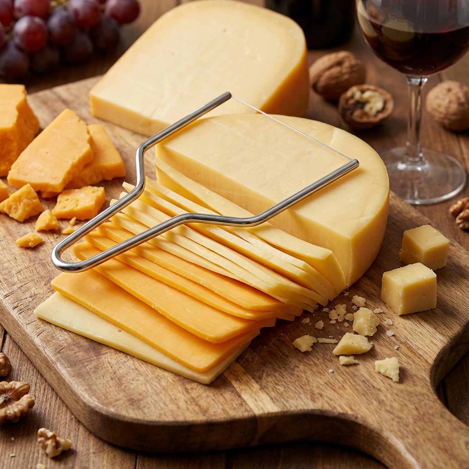 2-Pack Stainless Steel Wire Cheese Slicer - 2 Sizes Hand Held Cheese Butter Block Cutter for Cheddar, Gruyere, Raclette, Mozzarella - Easy And Fast Cutting Hard Or Semi Hard Block Cheeses - Image 4
