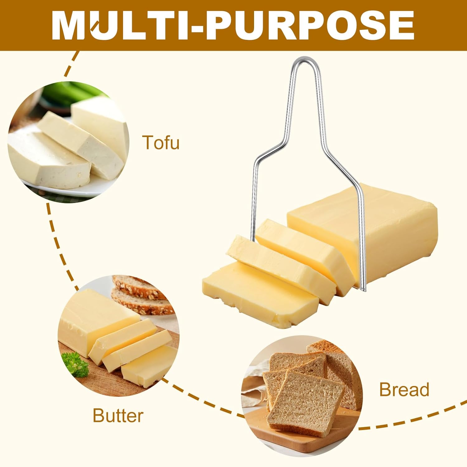 2-Pack Stainless Steel Wire Cheese Slicer - 2 Sizes Hand Held Cheese Butter Block Cutter for Cheddar, Gruyere, Raclette, Mozzarella - Easy And Fast Cutting Hard Or Semi Hard Block Cheeses - Image 5