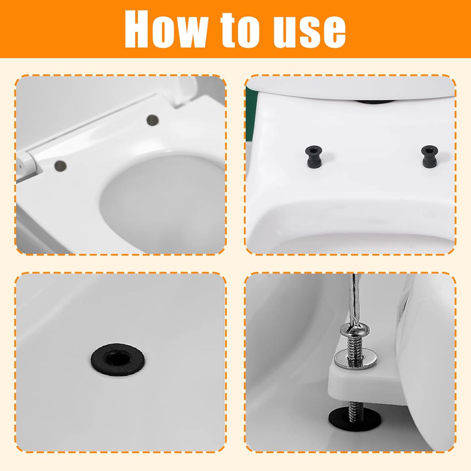 2 Pack Toilet Hinge Bolts, Universal Rubber Expansion Seat Cover Screws for Top Mounting Toilet Seat Hinges (for 14-16mm hole toilet seats) - Image 4