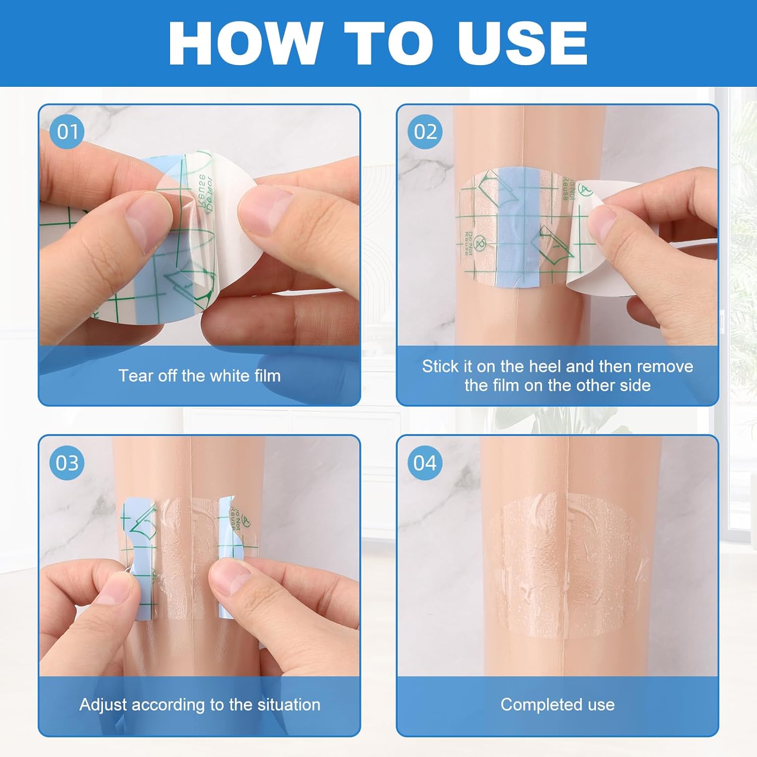 100PCS Self Adhesive Invisible Heel Anti Wear Sticker, Waterproof Transparent Thin Anti-Wear Foot Care Heel Protection Pad Stickers for Feet Heel Shoes Padding - Prevent Heels Rubbed 1.7×2.6in - Image 3