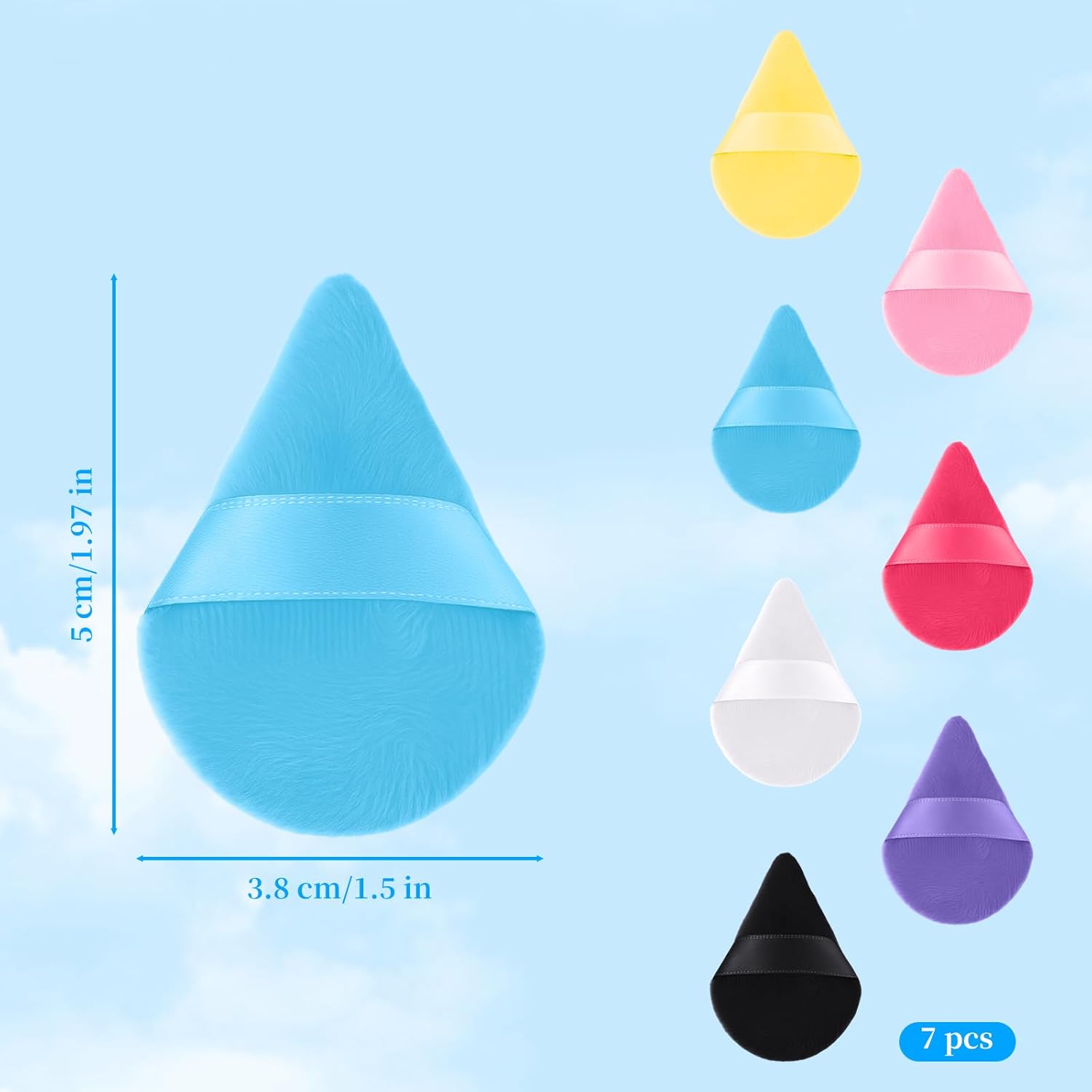 7-pack Mini Powder Puff - Finger-sized Mini Puff For Applying Loose & Pressed Powders - Soft, Reusable Small Velour Triangle Beauty Blender Makeup Sponge for Face Makeup - Image 1
