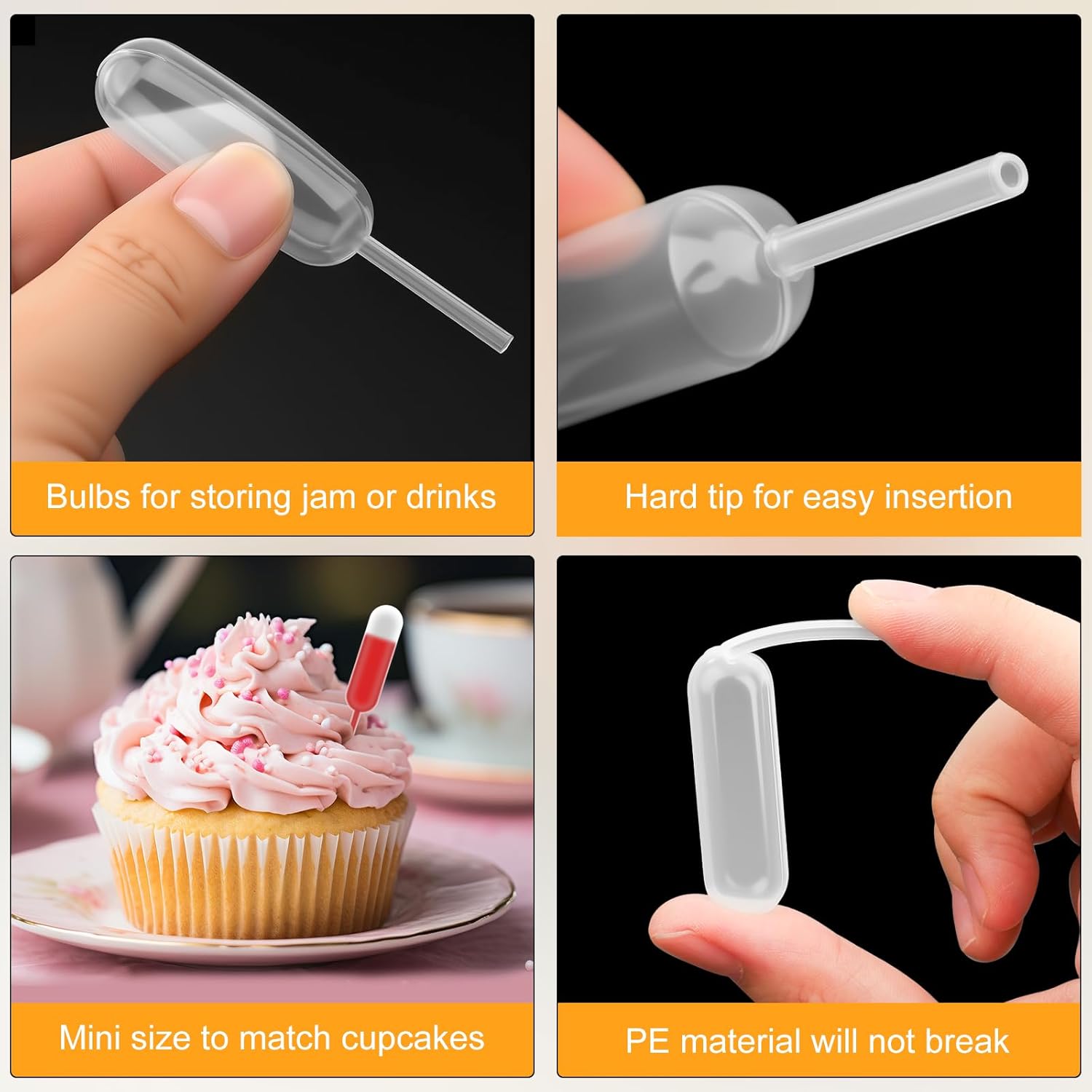 25Pcs Cupcakes Pipettes, 4ml Clear Plastic Pipettes - Transfer Liquid Pipettes Dropper for Chocolate, Strawberries Cupcakes, Ice Cream, Mini Cakes, Waffles, Children's Painting, Kitchen Supplies - Image 3