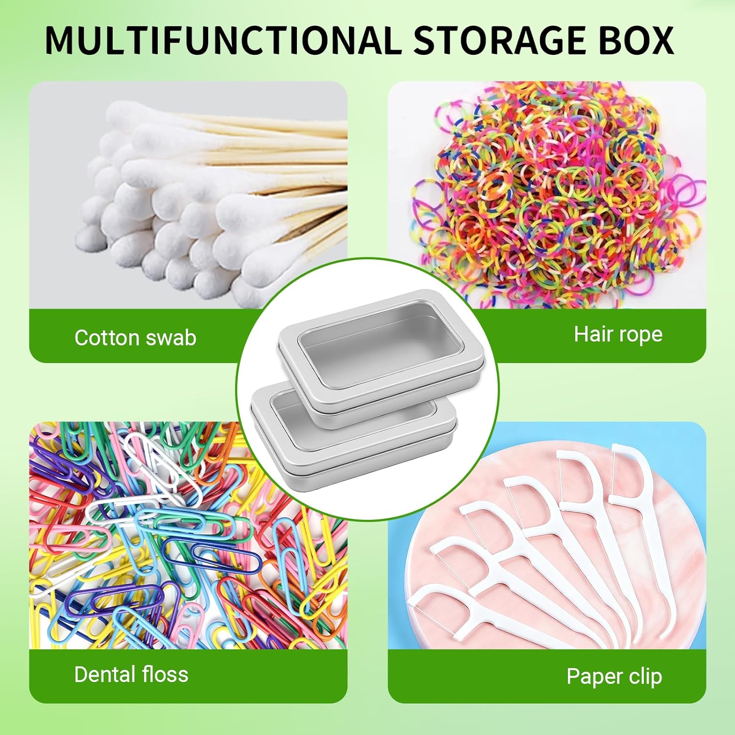 2-Pack Cotton Ball Holder for Travel & Bathroom - Dental Floss Qtip Dispenser Holders - Portable Travel Floss Case Box - Empty Metal Cotton Swab Hair Ties Floss Picks Containers w/Dustproof Lid - Image 5