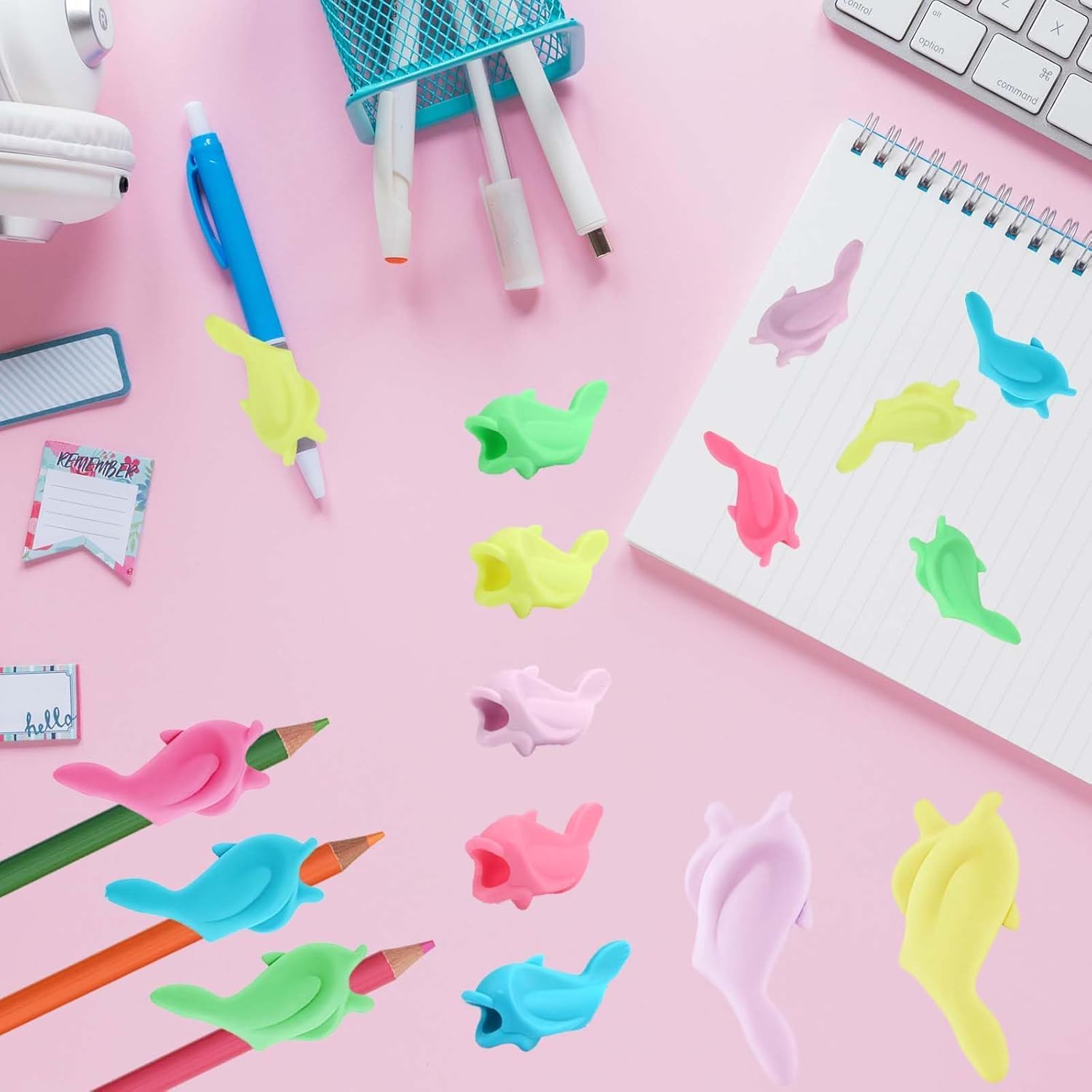 14-Pack Pencil Grips for Handwriting - 2Style (4Pcs Pen Grips w/Cushion & 10Pcs Cute Dolphin Pencil Grip) - Writing Posture Correction Writting Aids for Adults,18+Age - Image 4