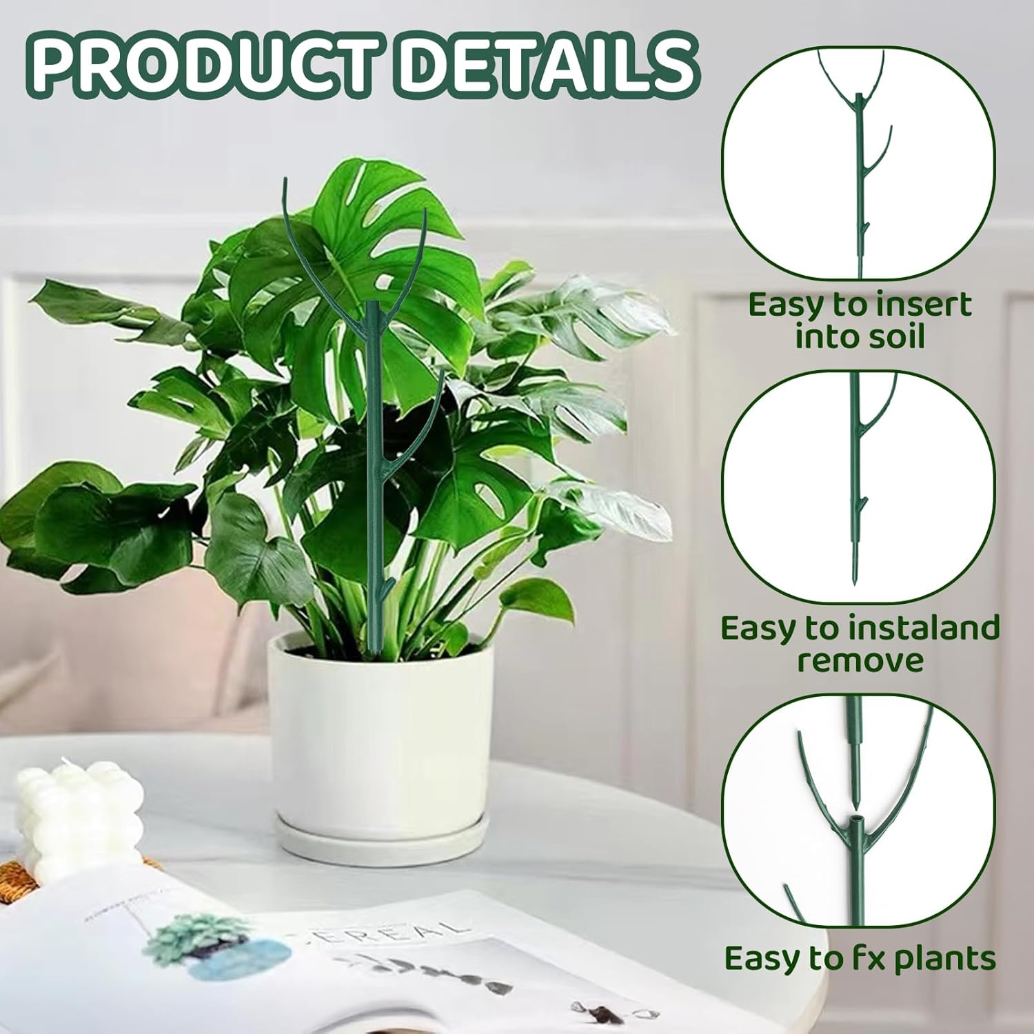 5-Pack Stackable Monstera Plant Support - Plant Stakes with Cage Rings for Indoor and Outdoor Plants Use - Garden Stakes for Climbing - Image 3