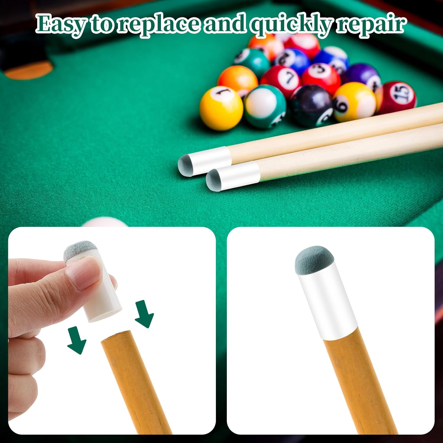 25PCS Slip On Pool Cue Tips, 9mm 10mm 11mm 12mm 13mm Pool Queue Stick Tips Replacement Kit, Billiard Cue Sticks Tips Pool Cue Repair Kit Pool Table Accessories, 5 Sizes - Image 2