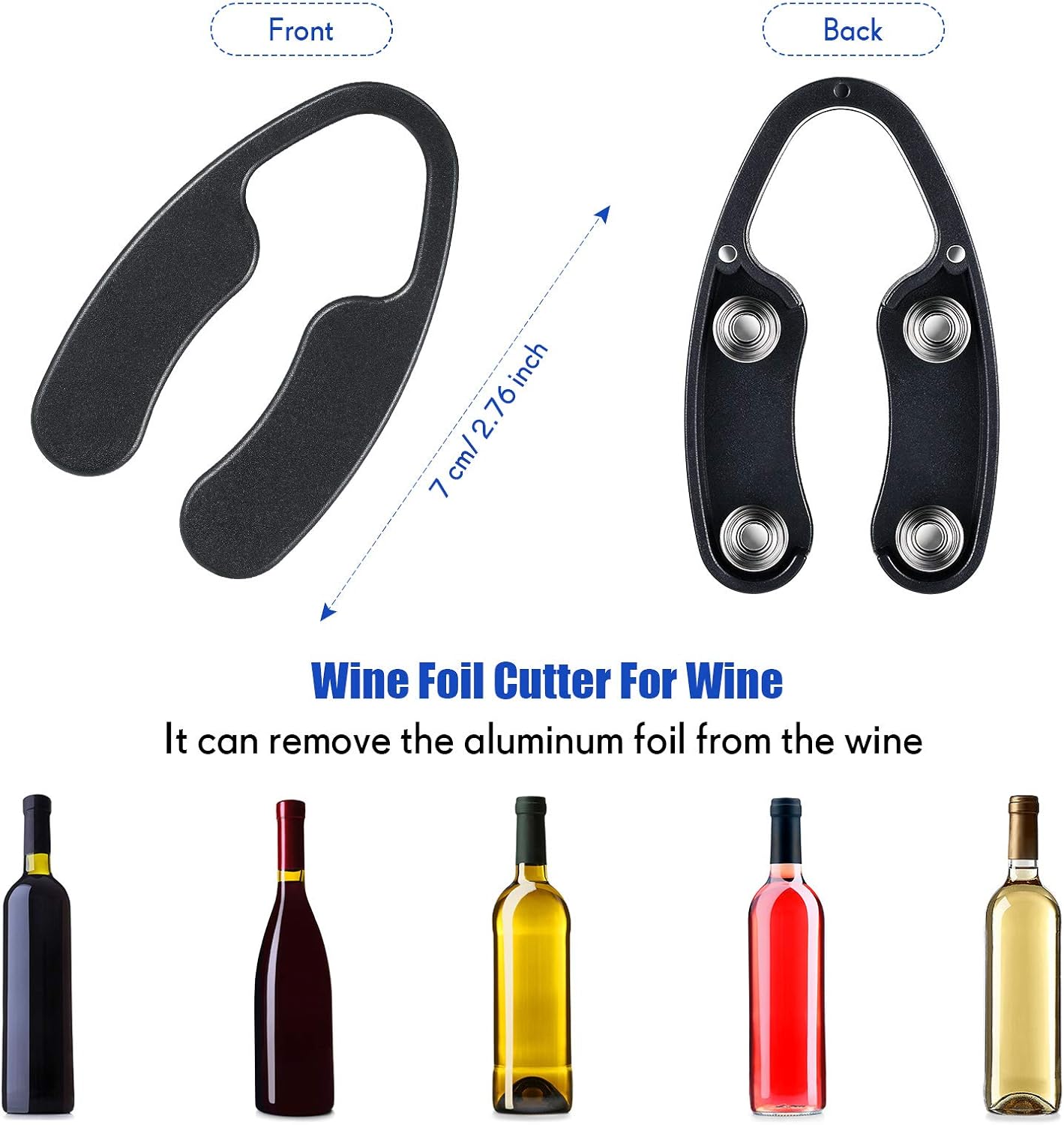 Foil Cutter for Wine Bottles Magnetic Black Wine Foil Tools Stainless Steel ABS Cutters Bottle Opener Top Removes Effortlessly Design for Outdoor Indoor Parties Daily Application Accessory - Image 2