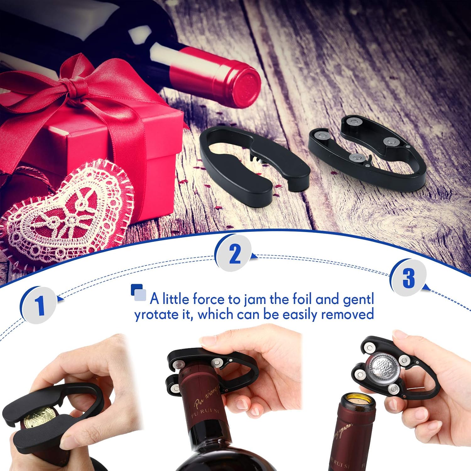 Foil Cutter for Wine Bottles Magnetic Black Wine Foil Tools Stainless Steel ABS Cutters Bottle Opener Top Removes Effortlessly Design for Outdoor Indoor Parties Daily Application Accessory - Image 5