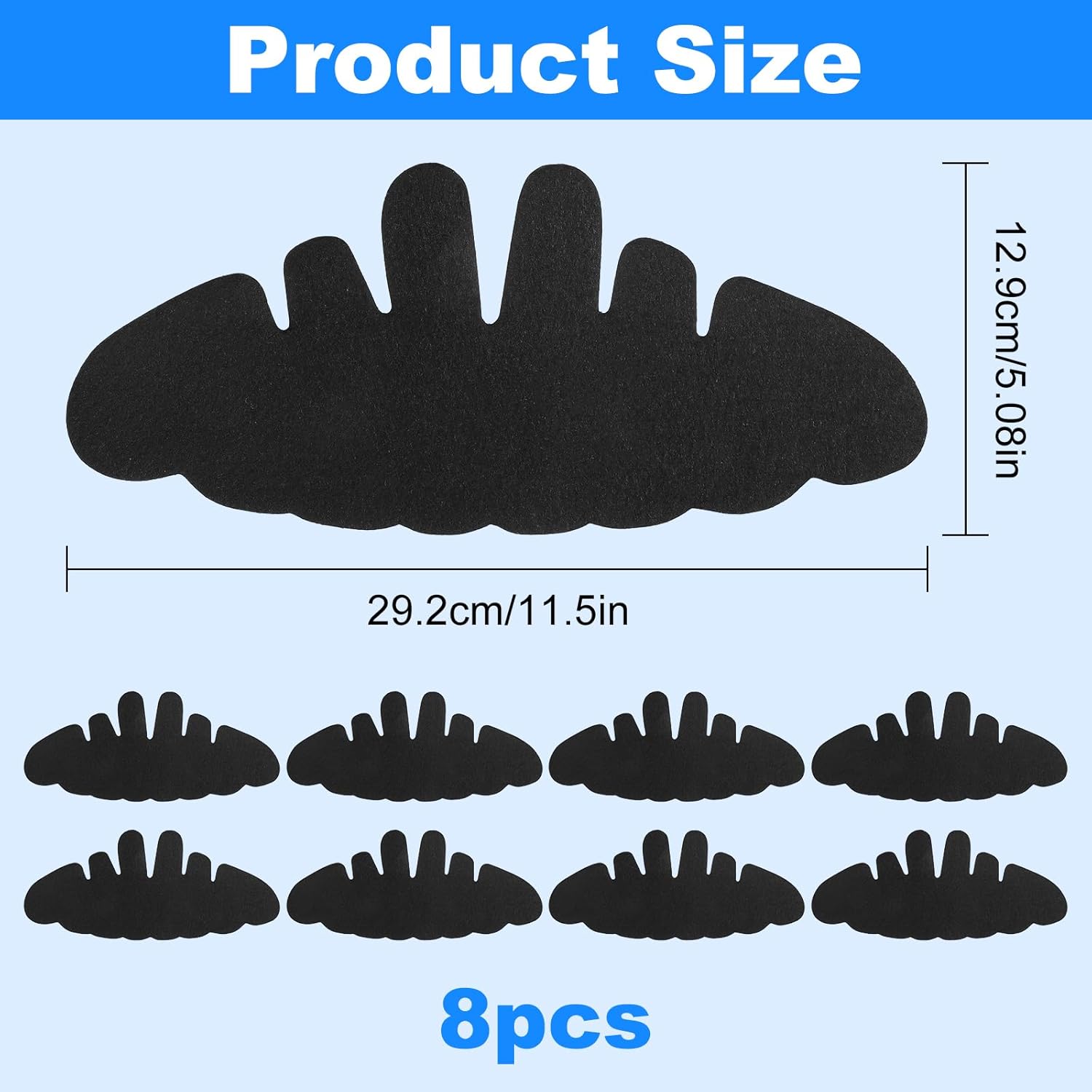 8PCS Baseball Caps Inserts - Flexible Hat Sweat Liner - Washable & Reusable Felt Hat Liners -Sweat Protection Hat Shaper Insert Stiffener - Supports Brim & Crown Black - Image 2