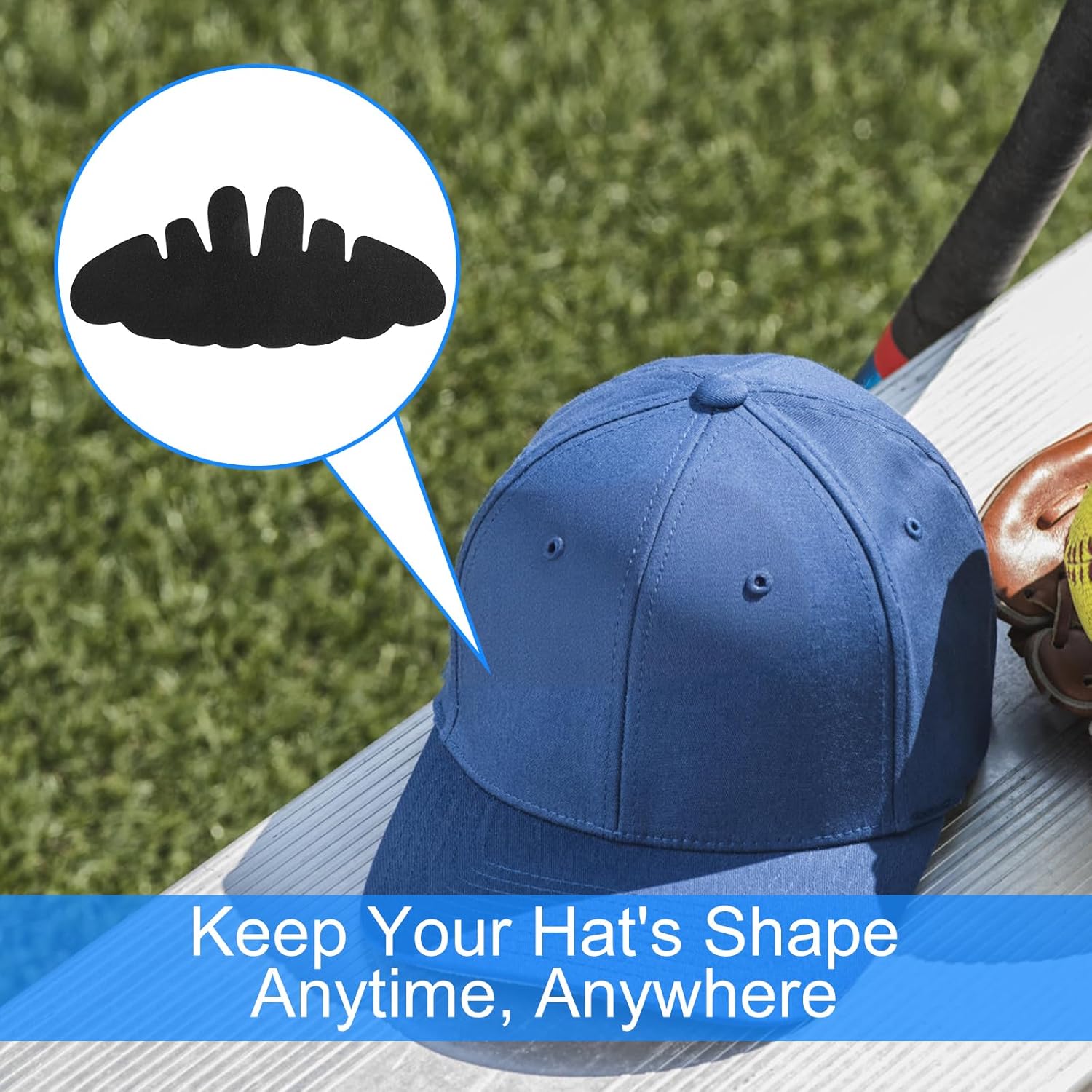 8PCS Baseball Caps Inserts - Flexible Hat Sweat Liner - Washable & Reusable Felt Hat Liners -Sweat Protection Hat Shaper Insert Stiffener - Supports Brim & Crown Black - Image 4
