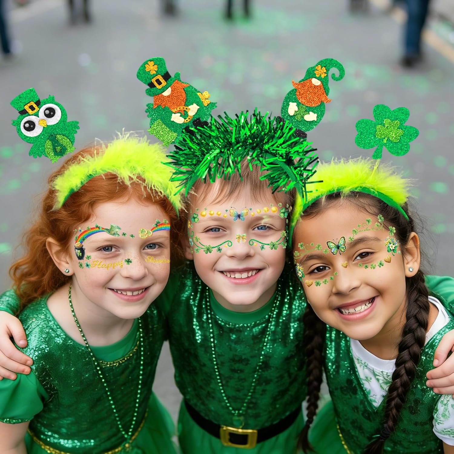 Ceiba Tree St. Patrick's Day Face Stickers Temporary Tattoos 10 Sheets Saint Patrick's Day Irish Shamrock Clover Make up Accessories for Women Kids Party Favors Decorations - Image 3