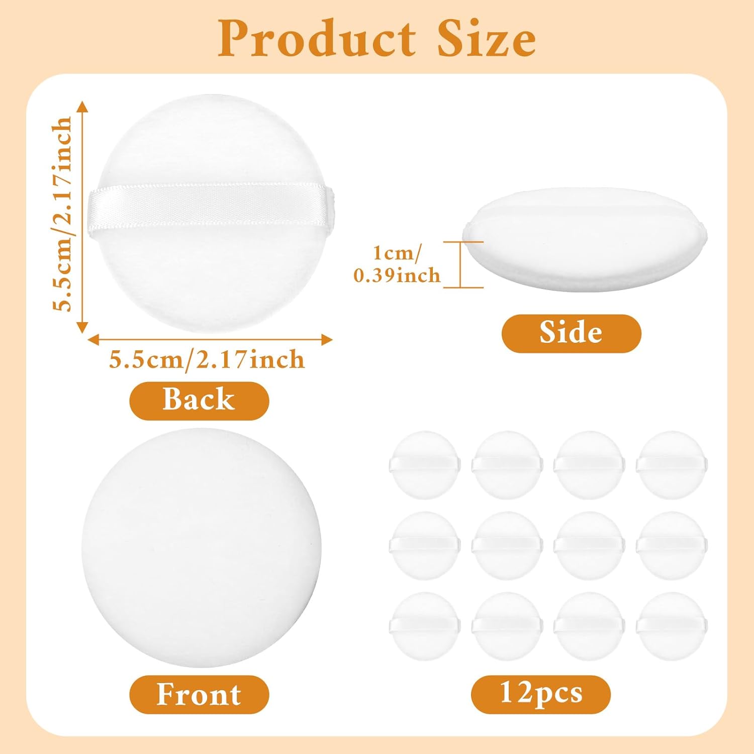 12Pcs White Makeup Puffs, 2 Inch Mini Round Setting Makeup Puffs Reusable Crystal Velvet Beauty Make up Tools for Loose Powders Liquid Foundation Cosmetic Soft Face Blending - Image 1