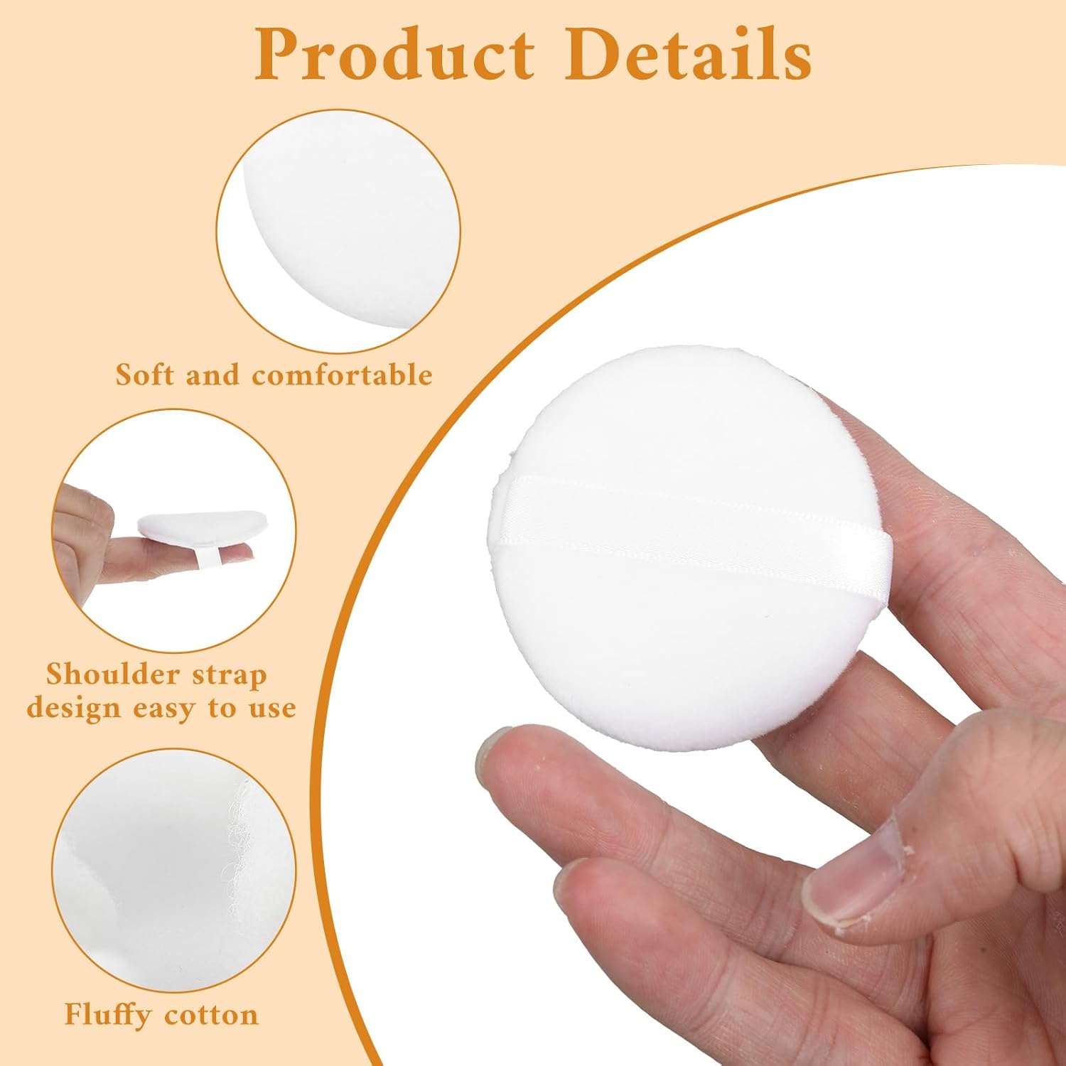 12Pcs White Makeup Puffs, 2 Inch Mini Round Setting Makeup Puffs Reusable Crystal Velvet Beauty Make up Tools for Loose Powders Liquid Foundation Cosmetic Soft Face Blending - Image 2