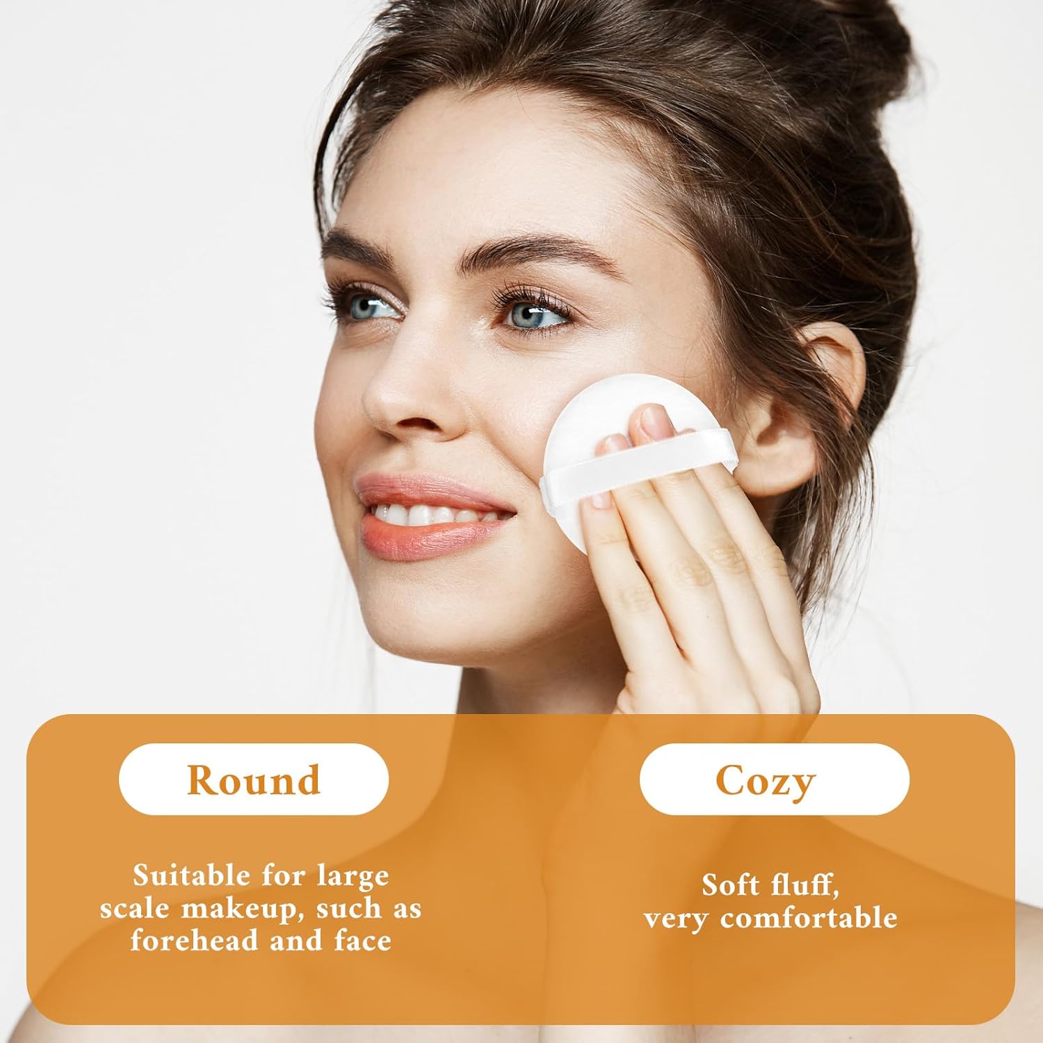 12Pcs White Makeup Puffs, 2 Inch Mini Round Setting Makeup Puffs Reusable Crystal Velvet Beauty Make up Tools for Loose Powders Liquid Foundation Cosmetic Soft Face Blending - Image 3