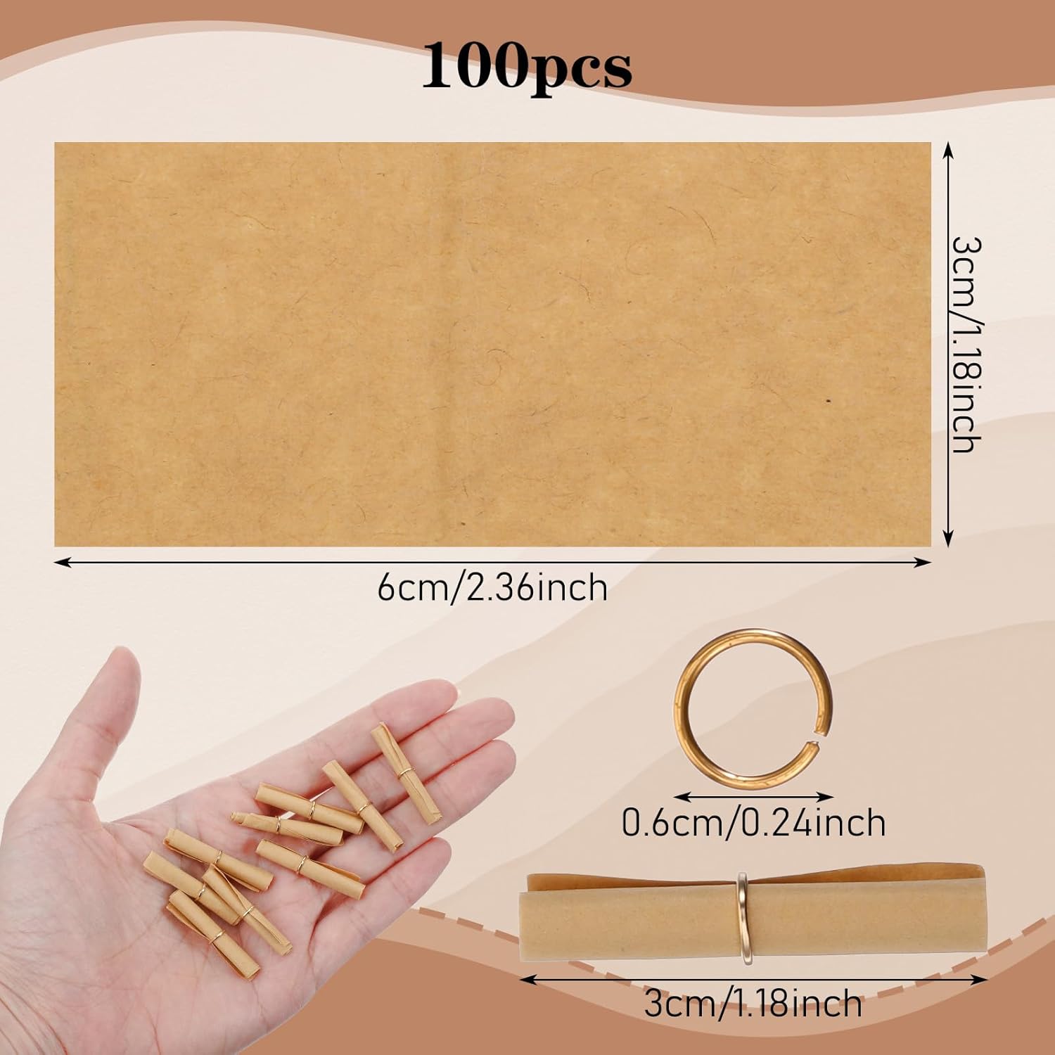 100 Pieces Scroll Paper Mini Message in a Bottles Parchment Paper for Writing Wishes Write Messages Birthdays Anniversaries Celebrations Valentine Wish Bottles - Image 1