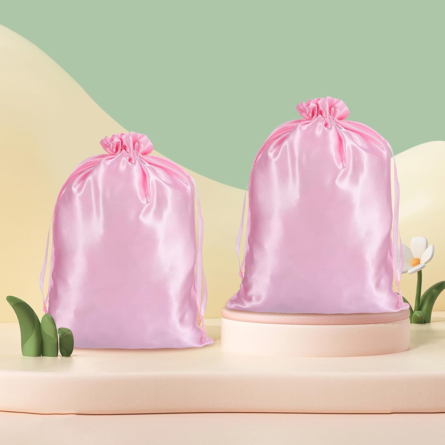 4Pcs Wig Bags with Satin Drawstring,Pink Wig Bags Storage for Wigs Extension Bundle - Image 6