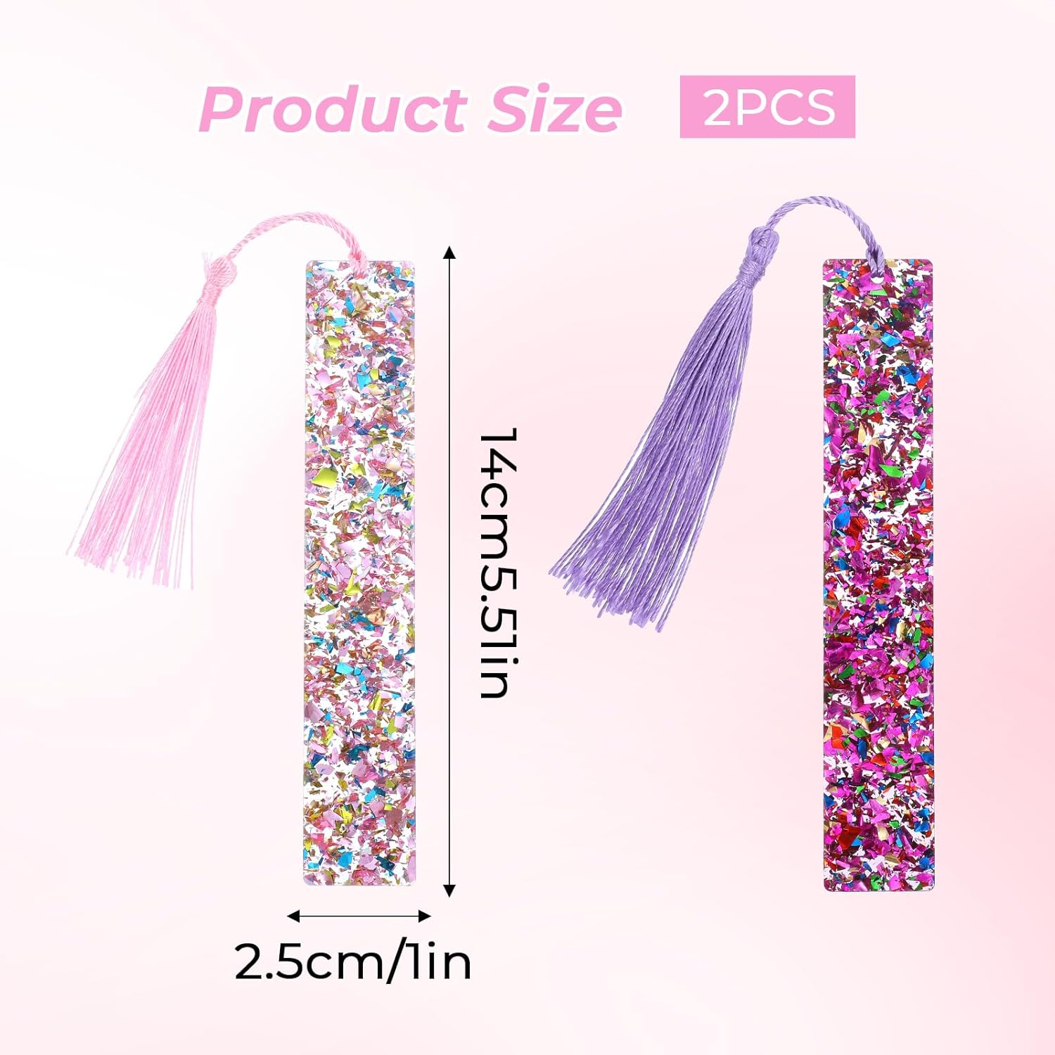 2Pcs Funny Bookmarks,Glittering Book Marks for Reading,Elegant Bookmark for Women with Tassels Book Lovers Gifts - Image 1