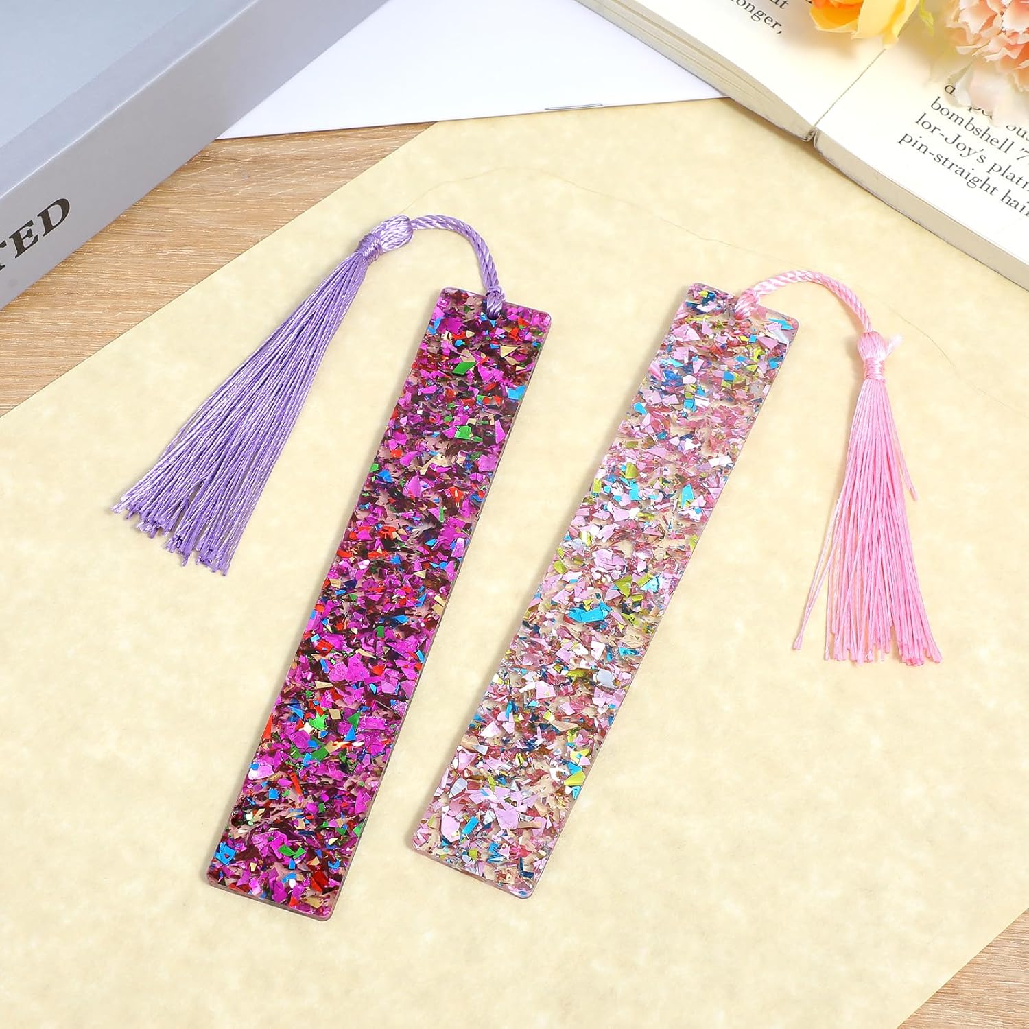 2Pcs Funny Bookmarks,Glittering Book Marks for Reading,Elegant Bookmark for Women with Tassels Book Lovers Gifts - Image 2