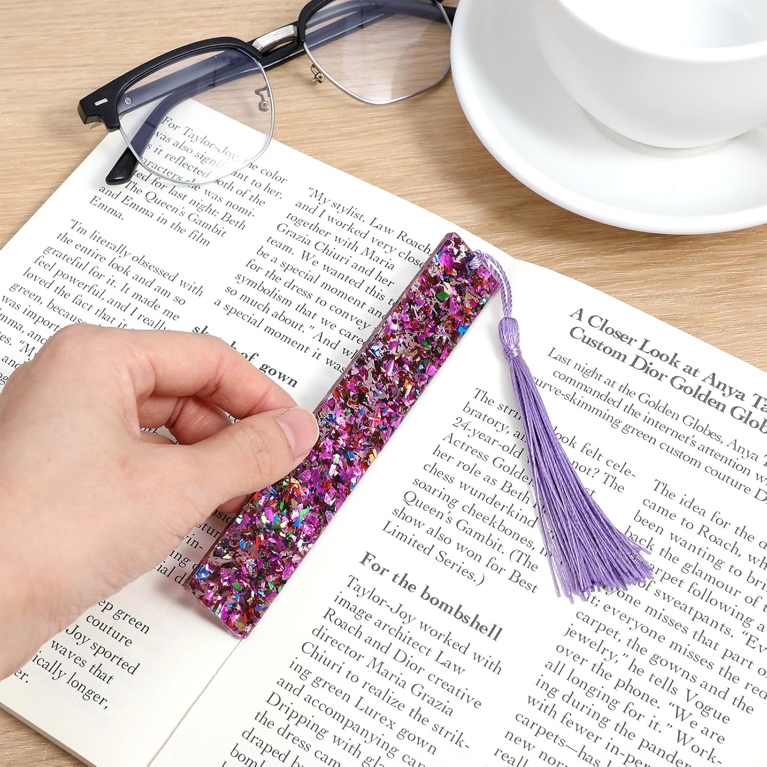 2Pcs Funny Bookmarks,Glittering Book Marks for Reading,Elegant Bookmark for Women with Tassels Book Lovers Gifts - Image 4