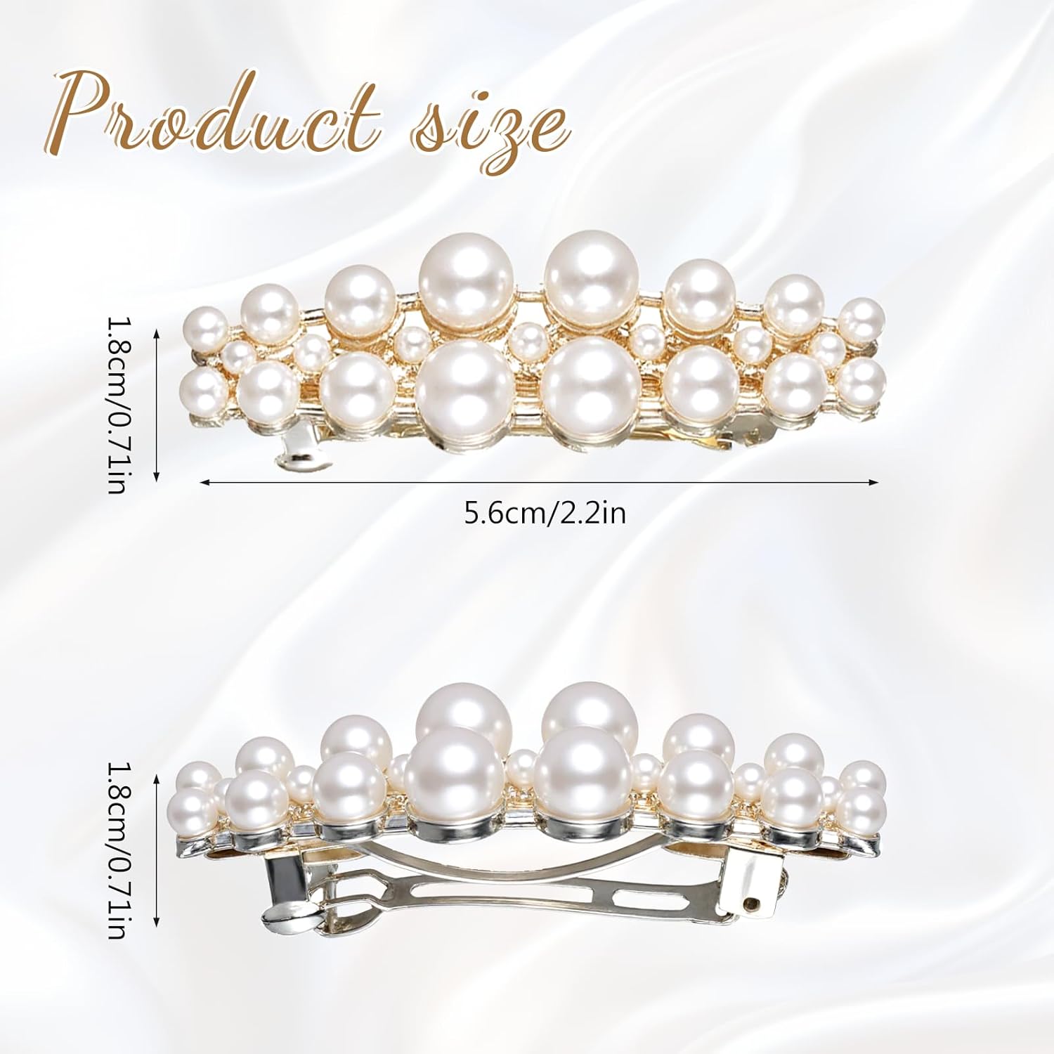 2Pcs Pearl Barrettes for Women,Classic Pearl Hair Clips French Bridal Hair Pins for Party Wedding Fancy Barrettes Christmas Gifts - Image 1