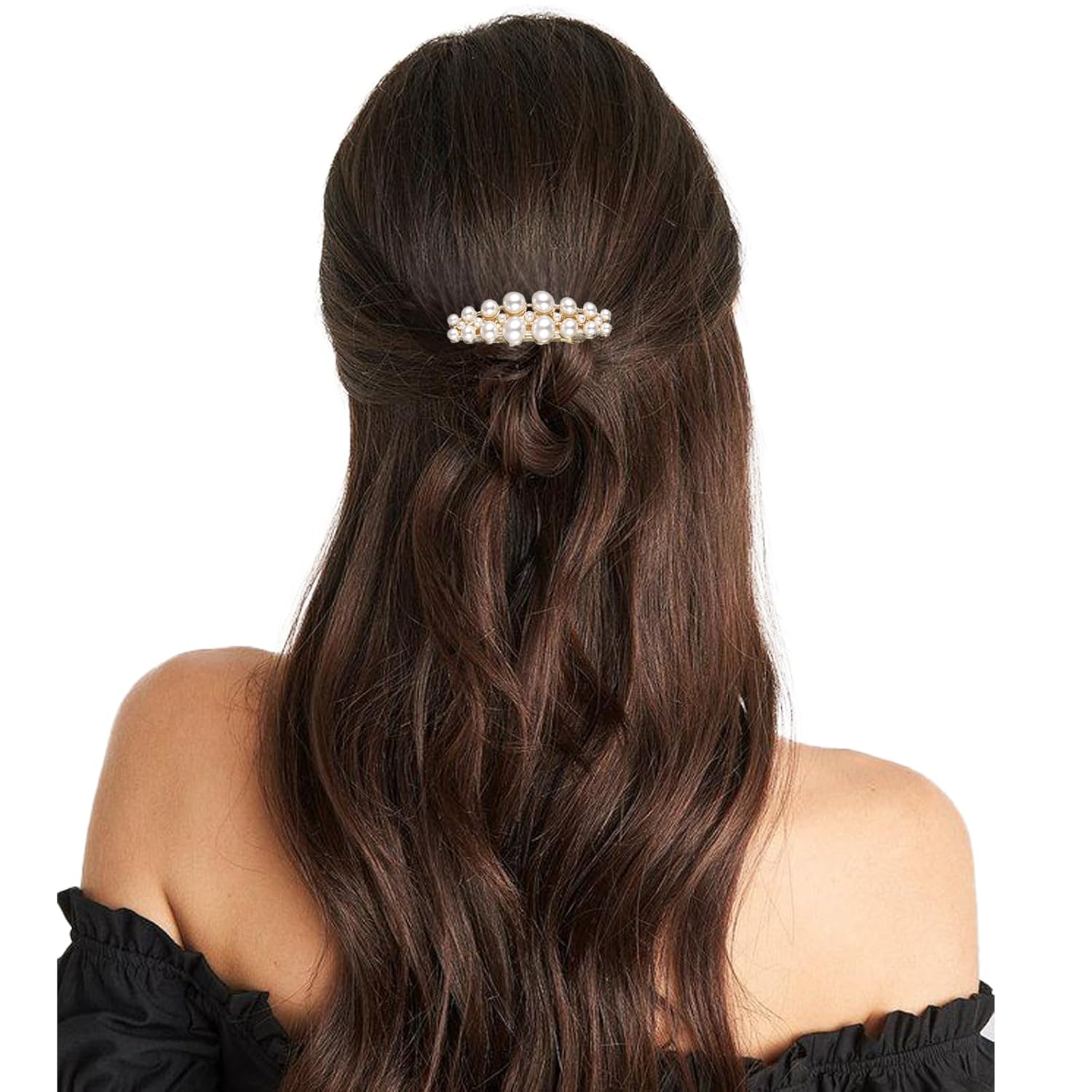 2Pcs Pearl Barrettes for Women,Classic Pearl Hair Clips French Bridal Hair Pins for Party Wedding Fancy Barrettes Christmas Gifts - Image 4