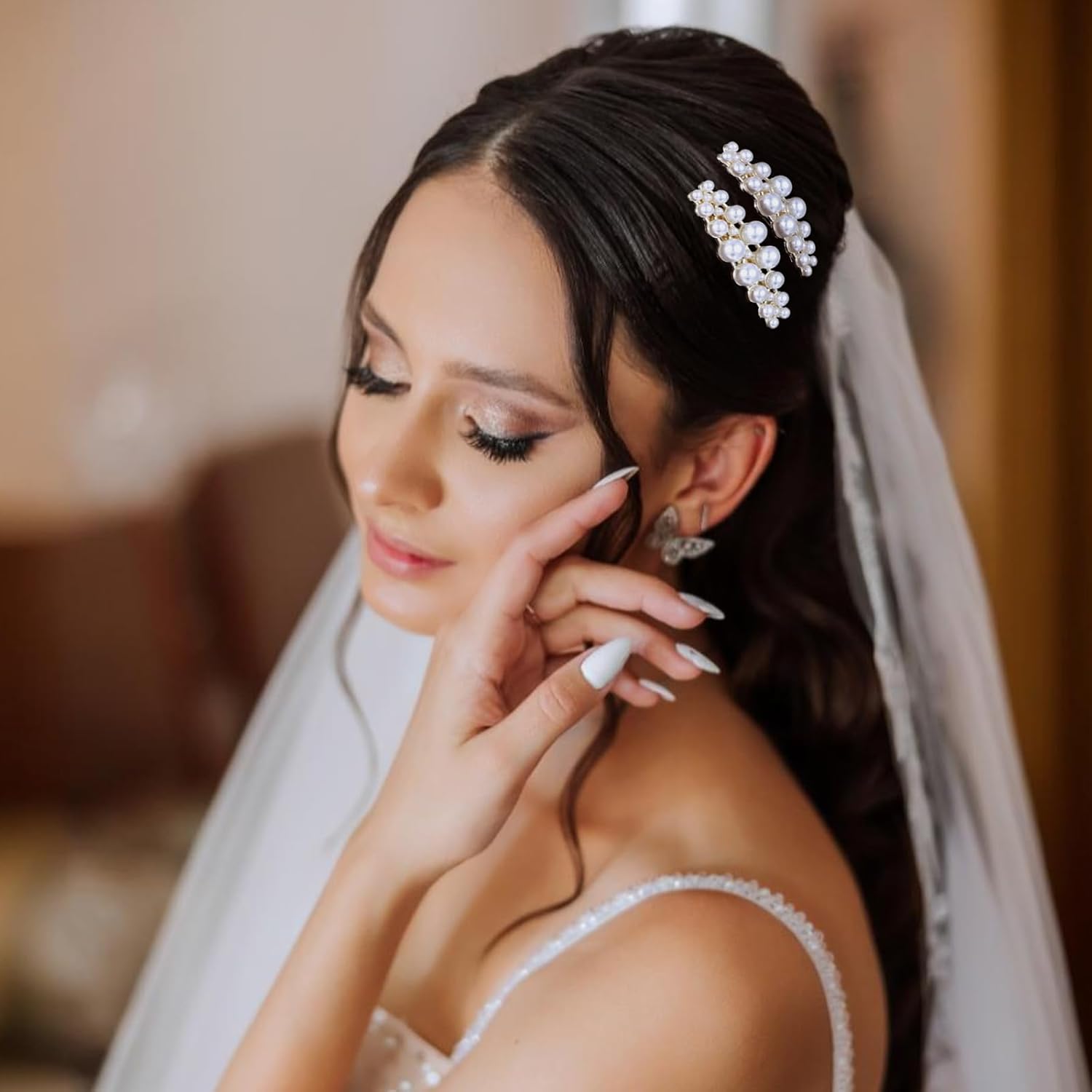 2Pcs Pearl Barrettes for Women,Classic Pearl Hair Clips French Bridal Hair Pins for Party Wedding Fancy Barrettes Christmas Gifts - Image 5