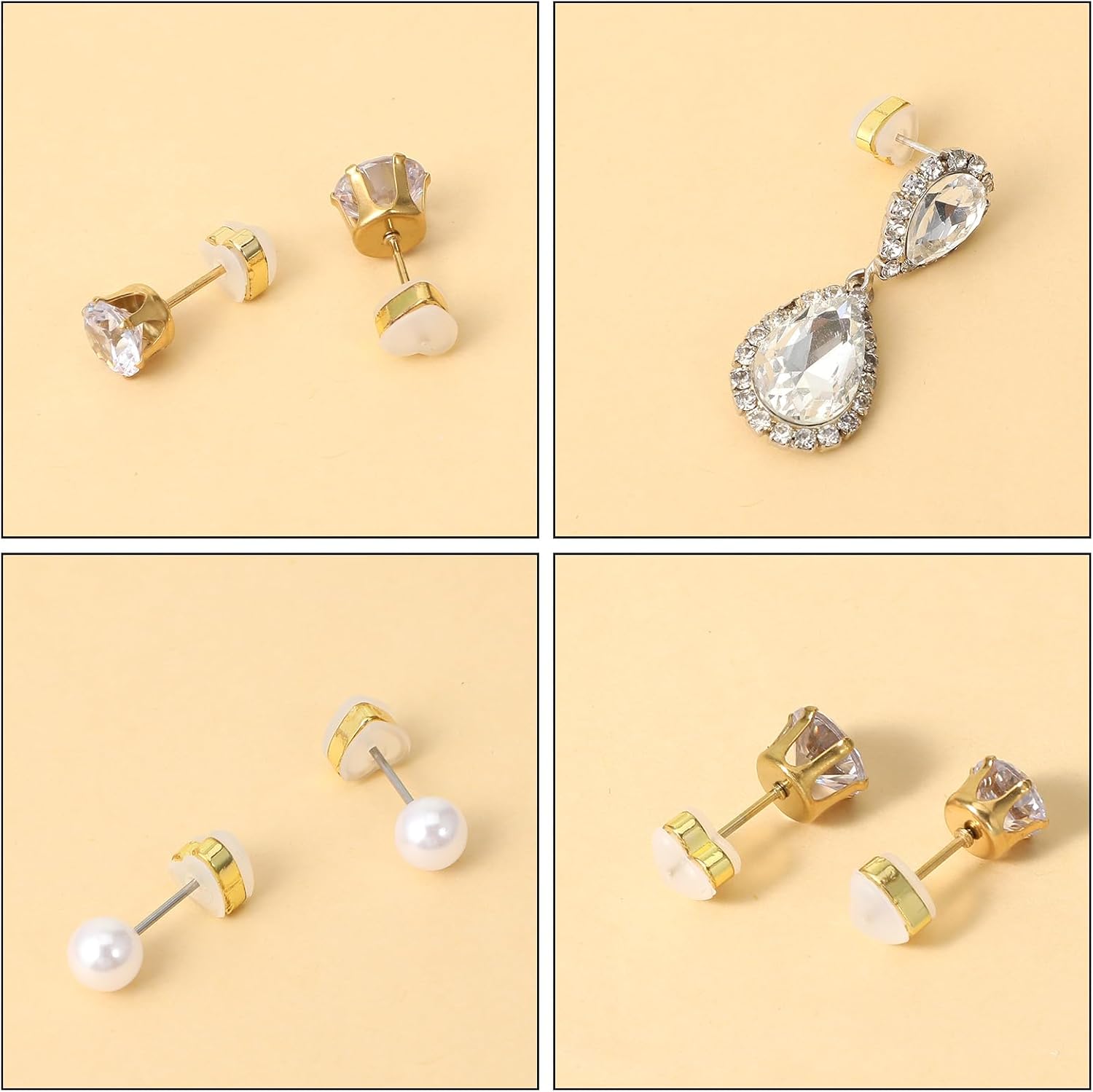 12 Pcs Silicone Flat Earring Backs for Studs, Clear Comfort Design, Earring Backs Replacements for Heavy Earrings Heart Shape - Image 3