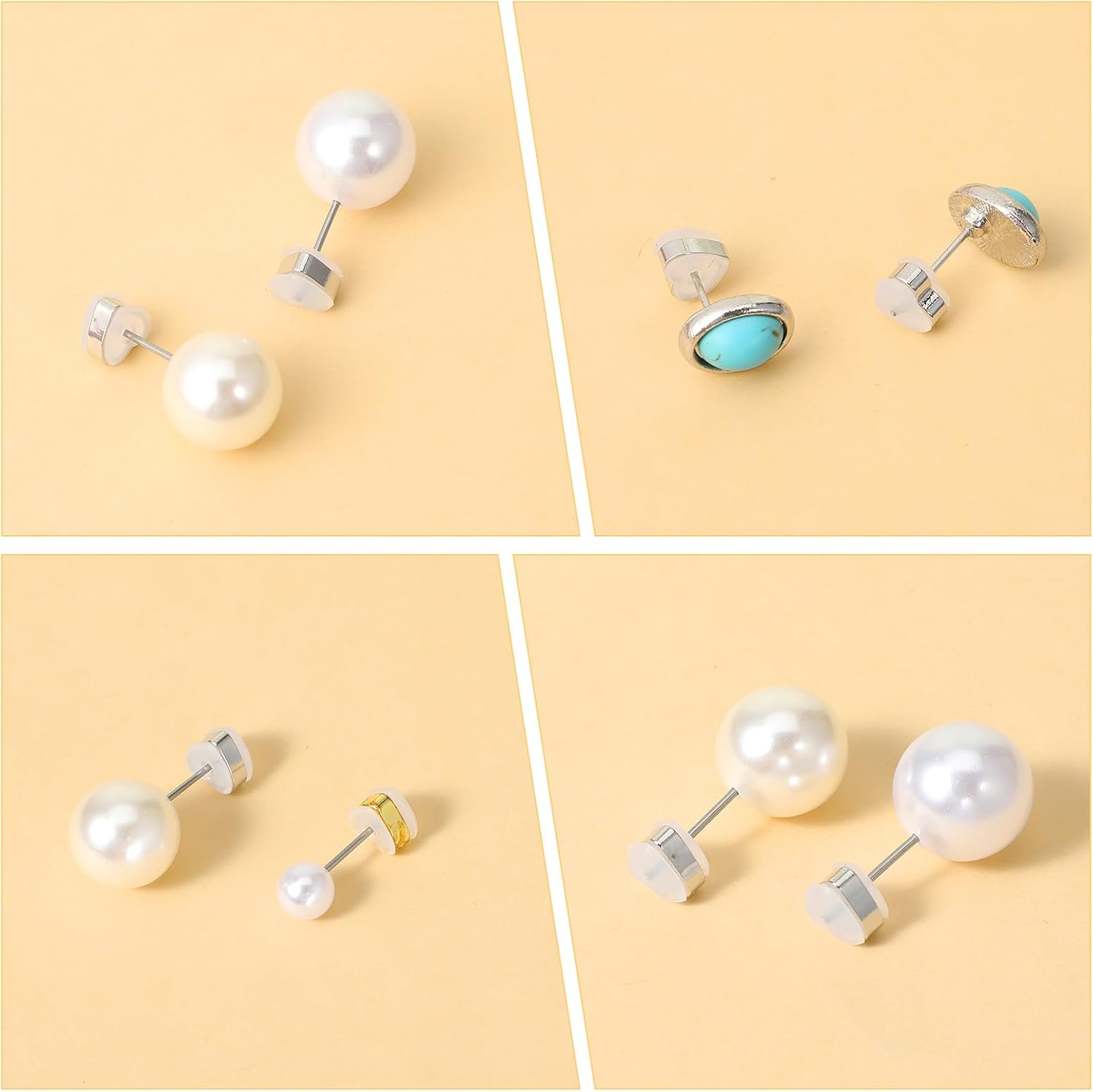 12 Pcs Silicone Flat Earring Backs for Studs, Clear Comfort Design, Earring Backs Replacements for Heavy Earrings Heart Shape - Image 6