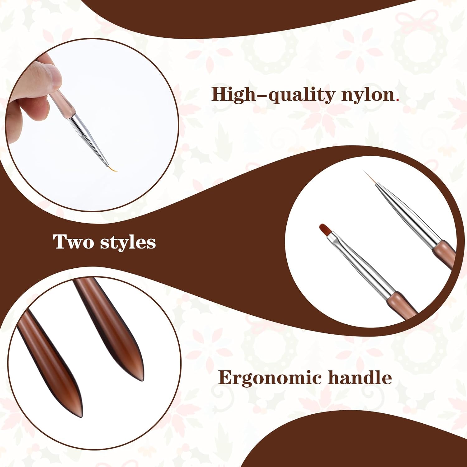 2Pcs Hard Gel Brushes for Nails,Flat Gel Nail Brushes Versatile Nail Design Brush for Petals,Leaves,Flowers Nails Design Tool for DIY Salon - Image 2