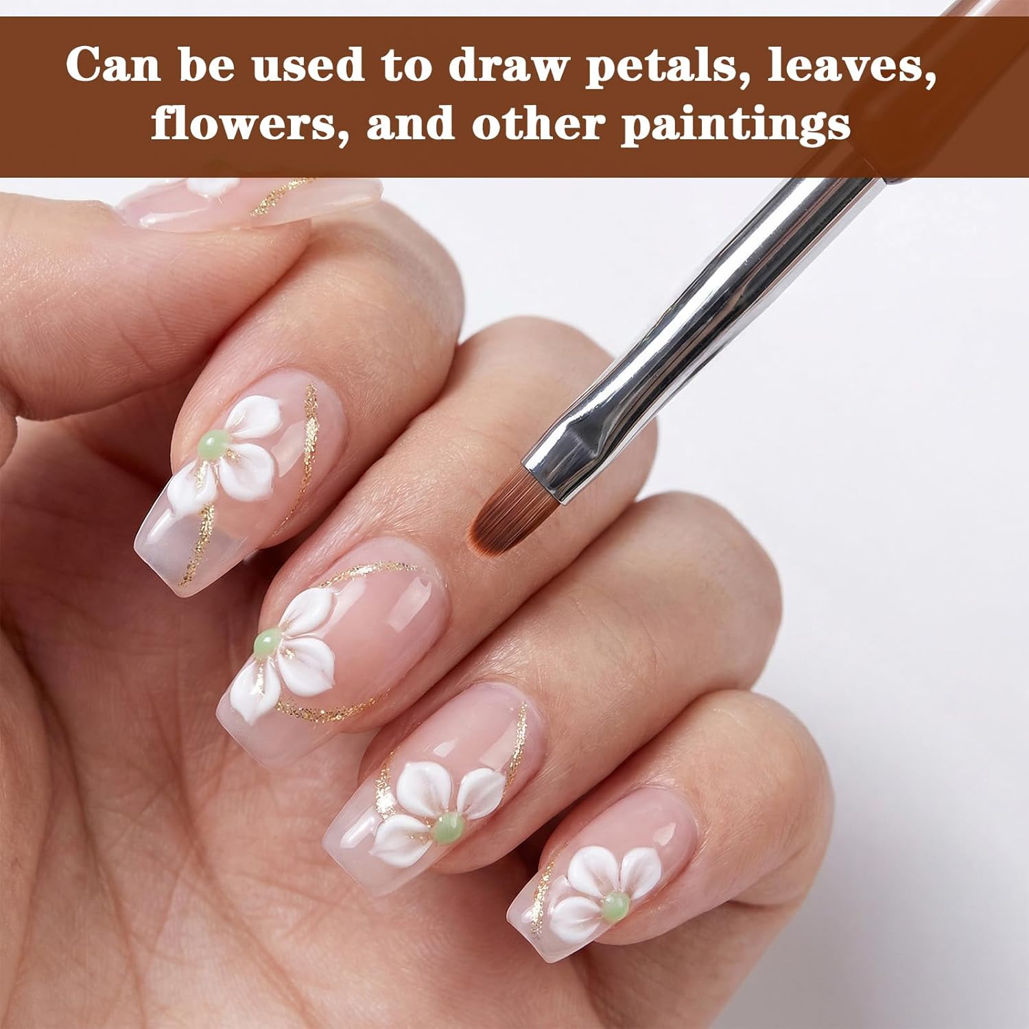 2Pcs Hard Gel Brushes for Nails,Flat Gel Nail Brushes Versatile Nail Design Brush for Petals,Leaves,Flowers Nails Design Tool for DIY Salon - Image 5