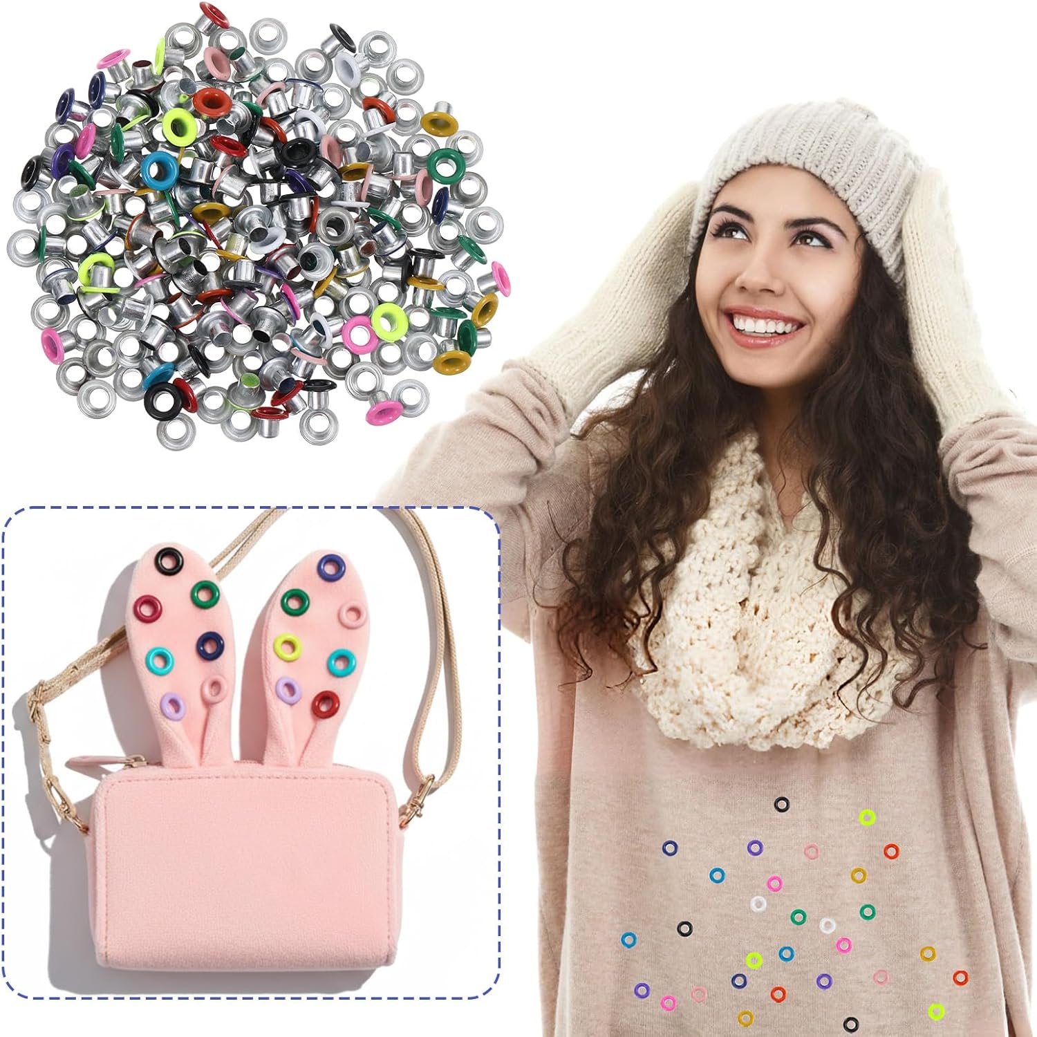 Shimmeroo 210PCS 3mm Metal Eyelets and Grommets, Colored Round Eyelets for Paper Crafts, Scrapbooking, Card Making, Fabric, Leather, Shoes - Image 3